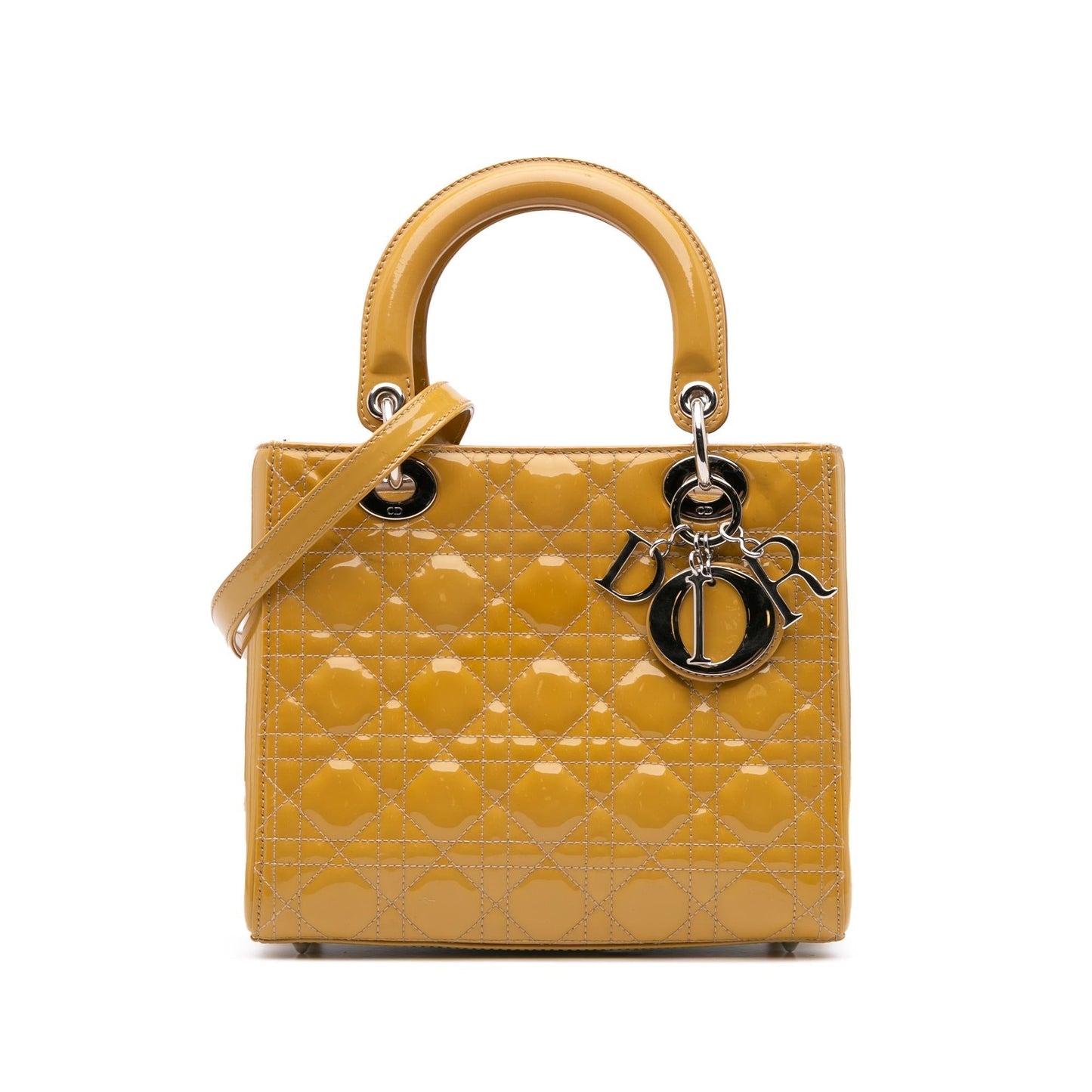 Dior Cannage Lady Satchel Bag Patent Medium Lady Dior 22