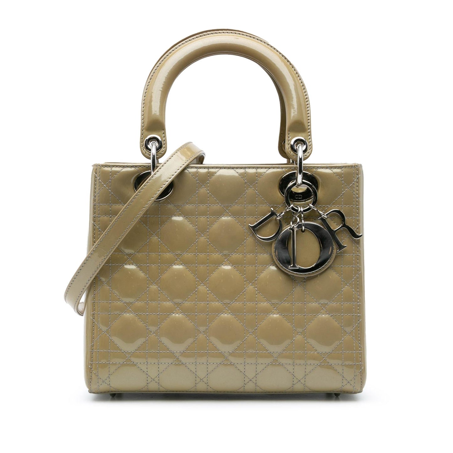Dior Cannage Lady Satchel Bag Patent Medium Lady Dior 20