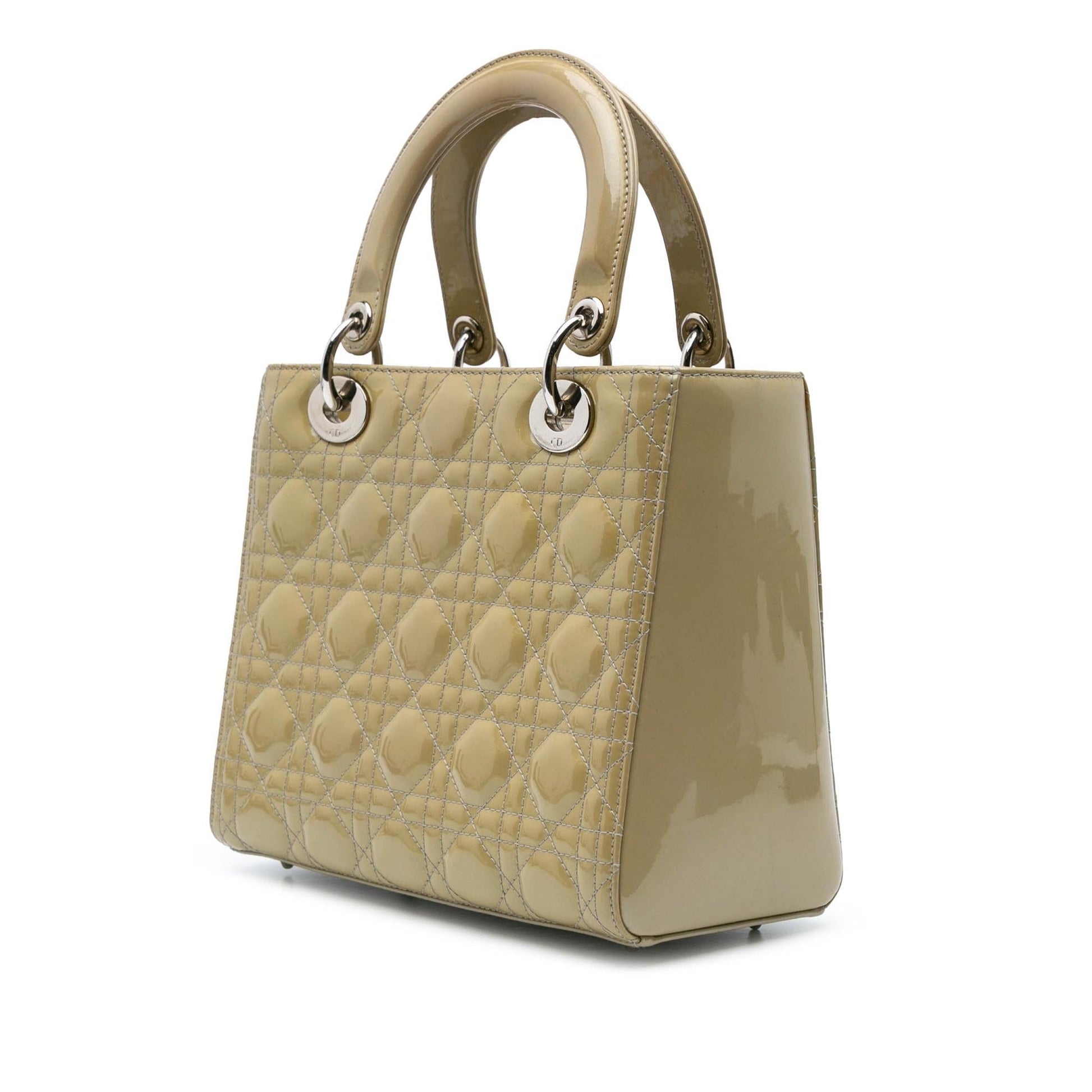 Dior Cannage Lady Satchel Bag Patent Medium Lady Dior 20