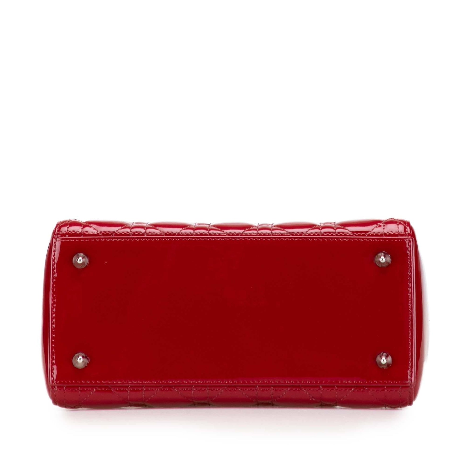 Dior Cannage Lady Satchel Bag Patent Medium Lady Dior 29