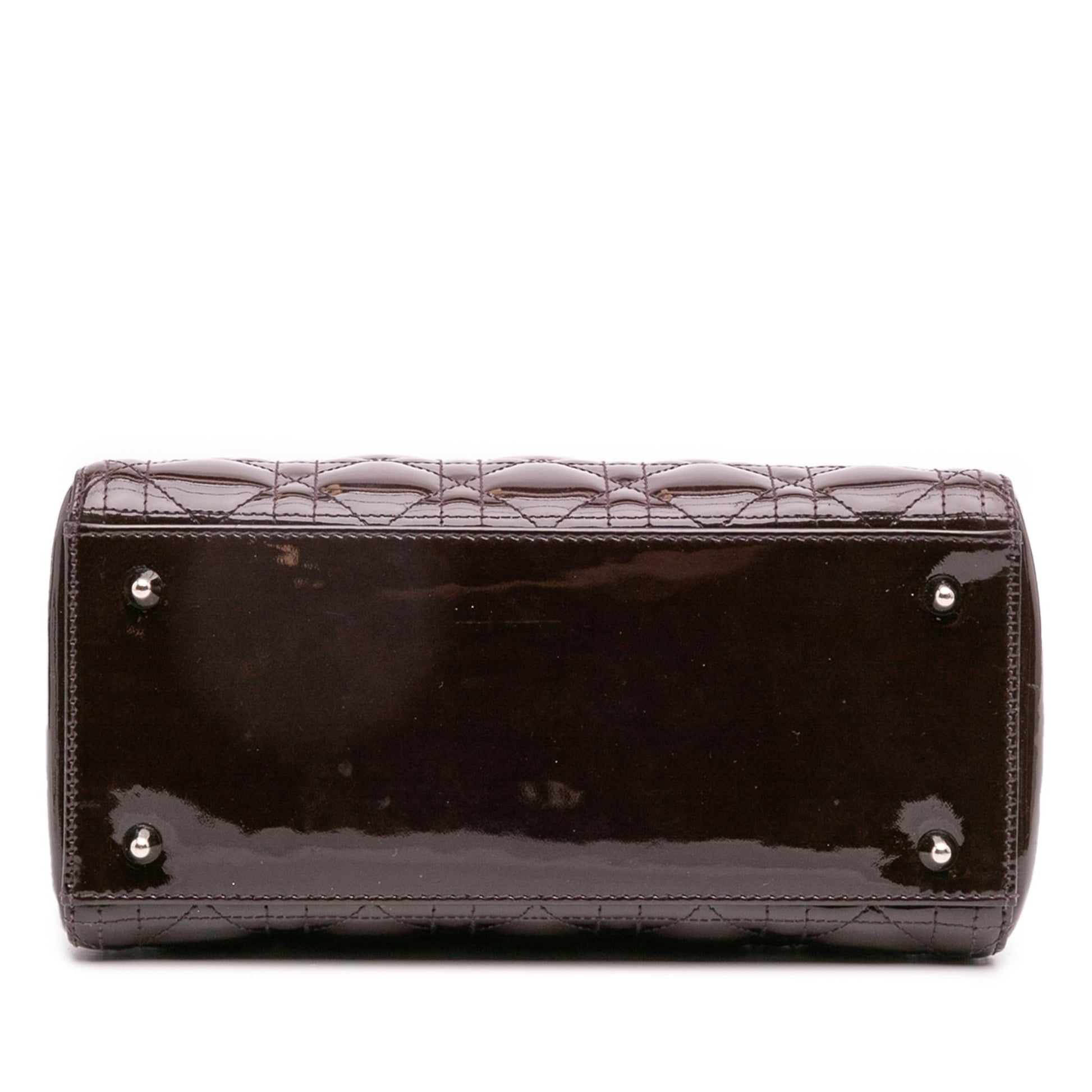 Dior Cannage Lady Satchel Bag Patent Medium Lady Dior 32