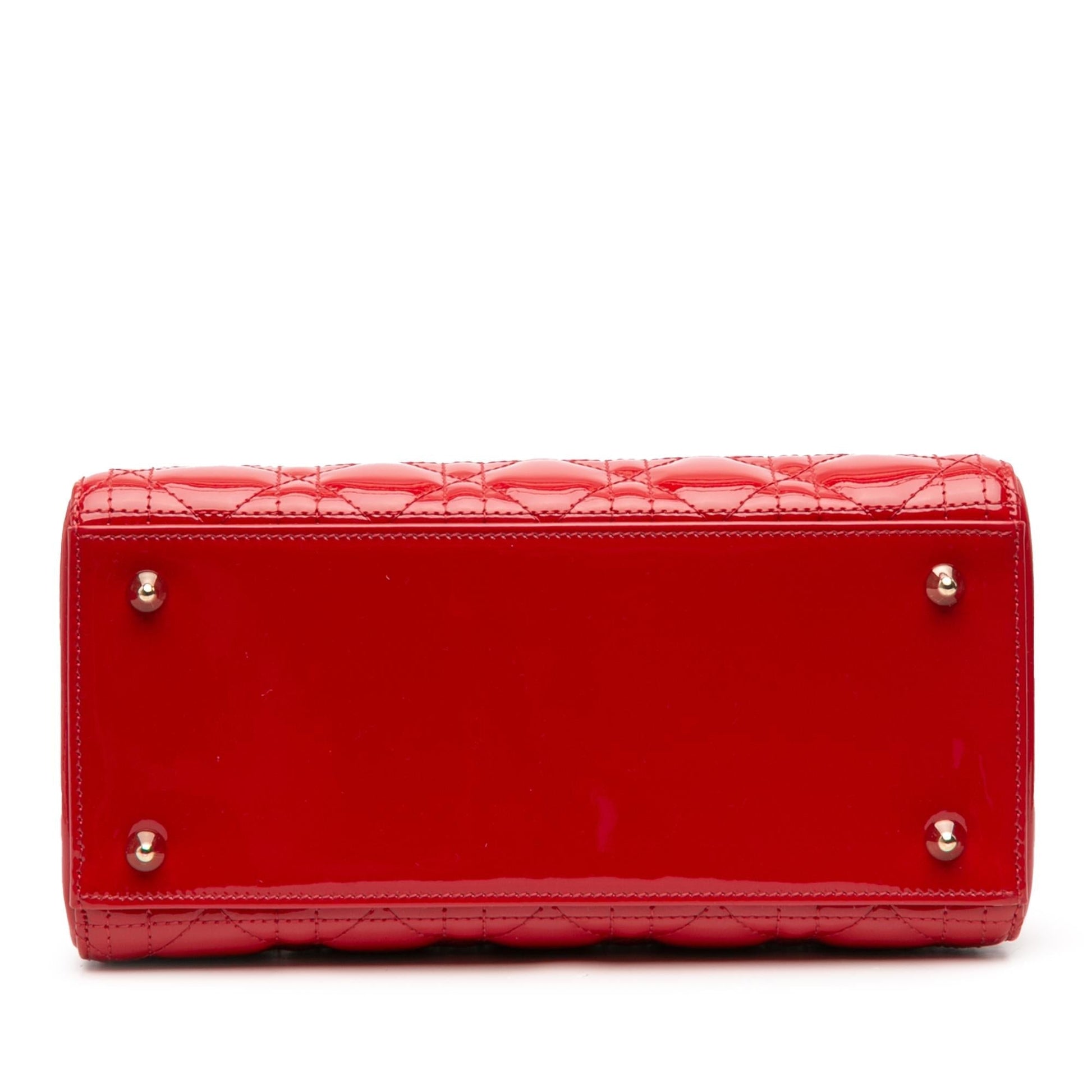 Dior Cannage Lady Satchel Bag Patent Medium Lady Dior 34
