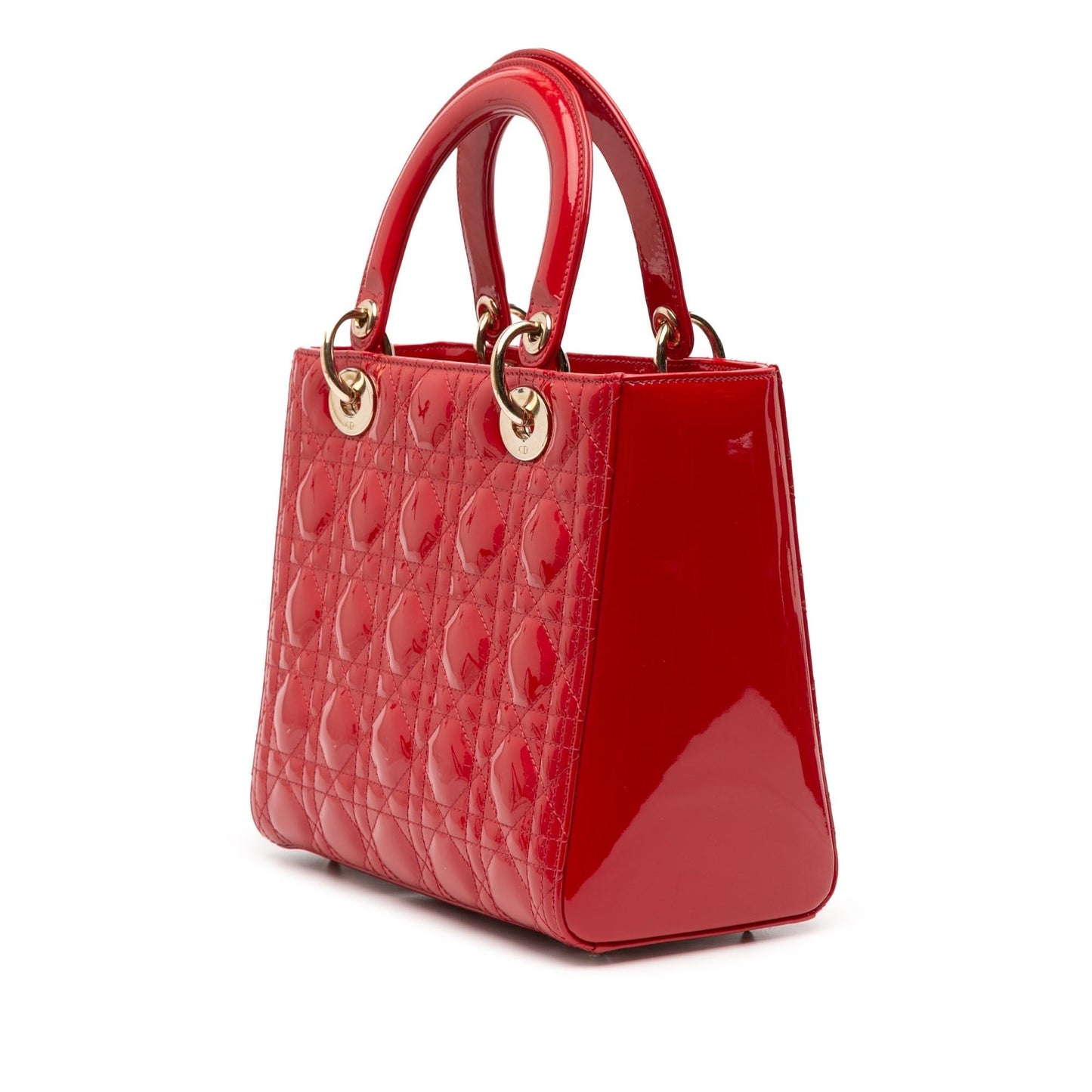 Dior Cannage Lady Satchel Bag Patent Medium Lady Dior 34