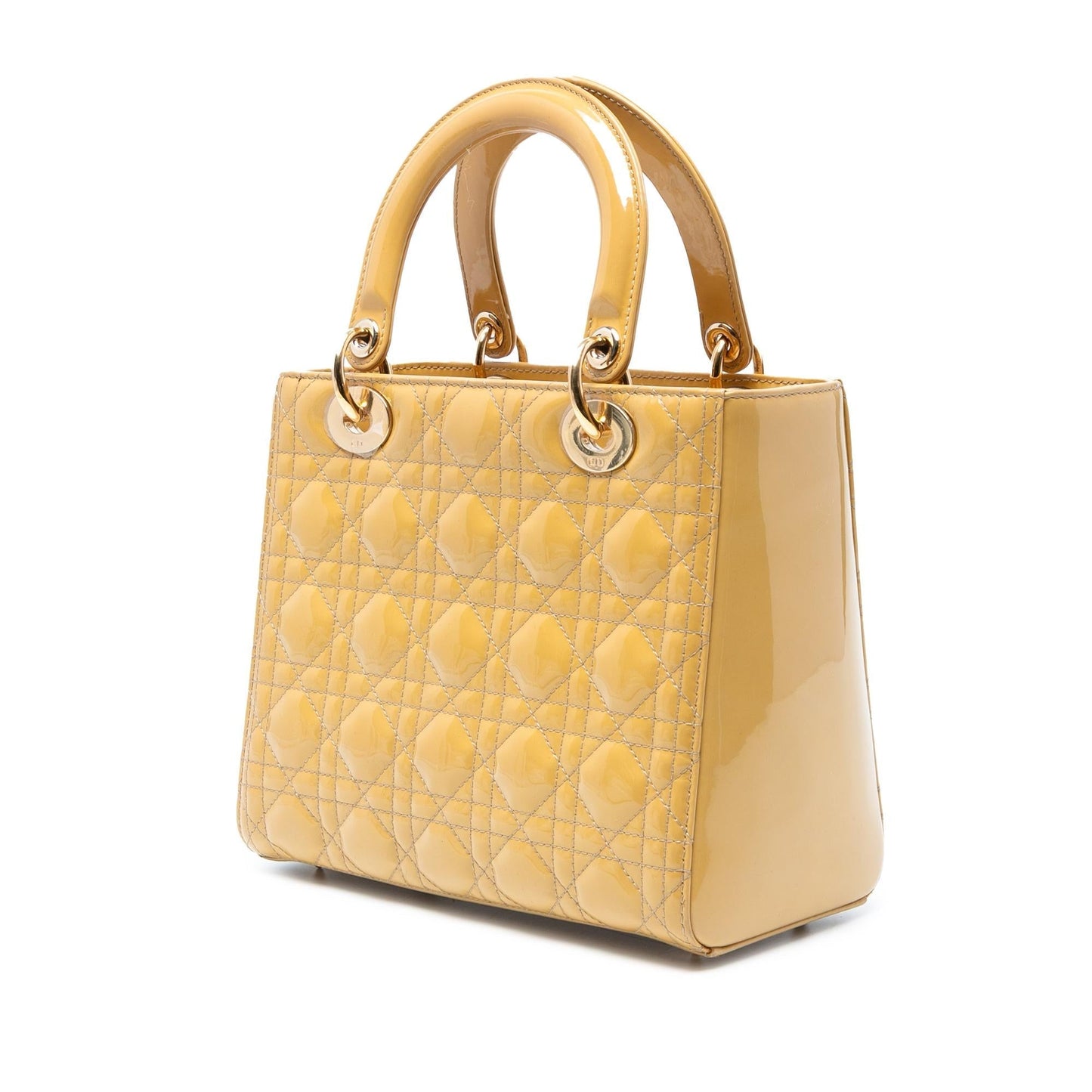 Dior Cannage Lady Satchel Bag Patent Medium Lady Dior 36
