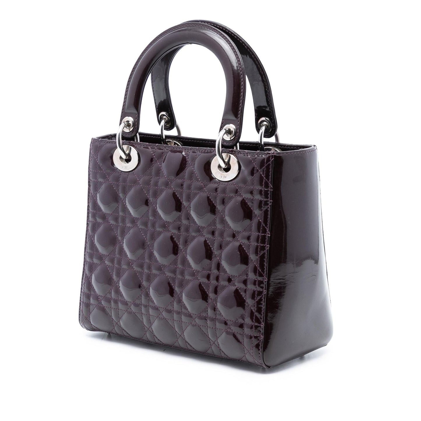 Dior Cannage Lady Satchel Bag Patent Medium Lady Dior 38