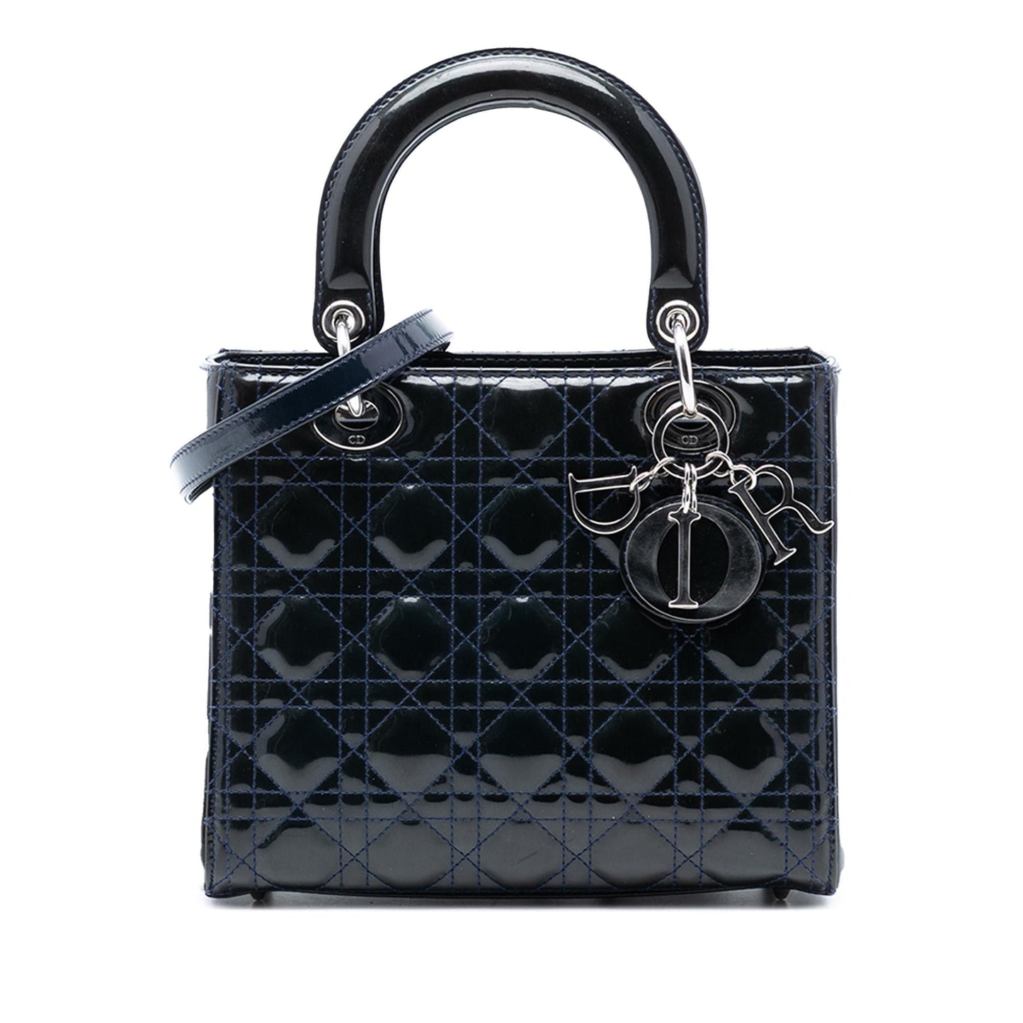Dior Cannage Lady Satchel Bag Patent Medium Lady Dior 39