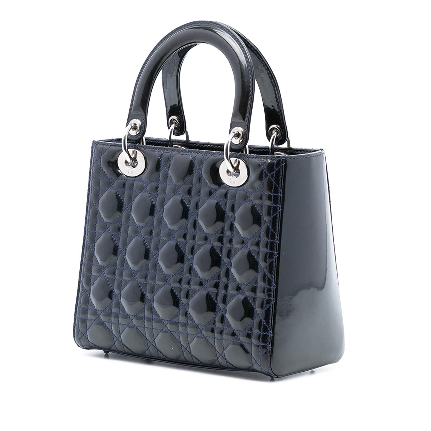 Dior Cannage Lady Satchel Bag Patent Medium Lady Dior 39