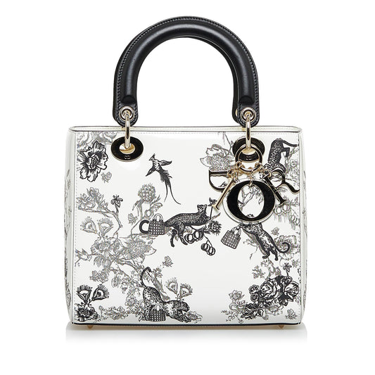 Dior Toile De Jouy Lady Shg Yrdcam Satchel Bag Patent Medium