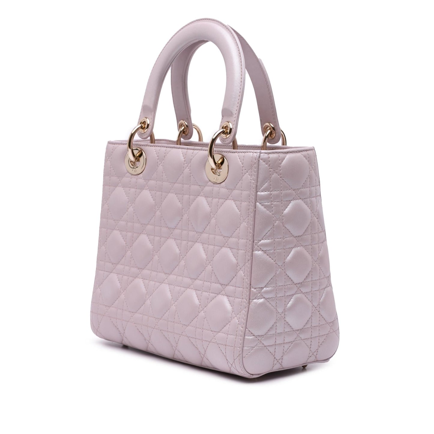 Dior Pearlescent Cannage Lady Satchel Bag Lambskin Medium