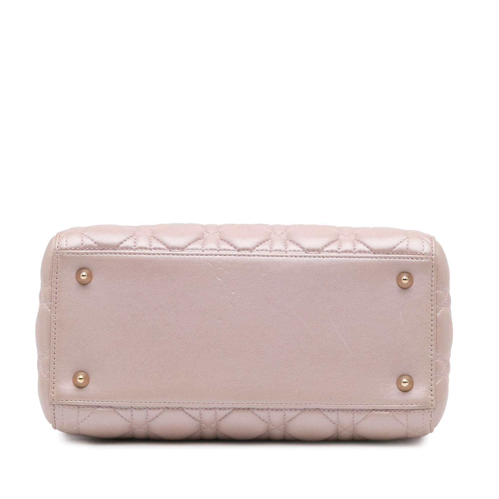 Dior Pearlescent Cannage Lady Satchel Bag Lambskin Medium Lady Dior 2