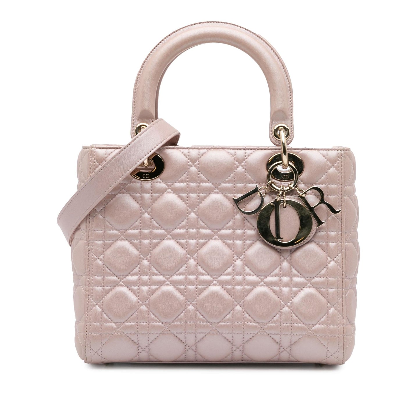 Dior Pearlescent Cannage Lady Satchel Bag Lambskin Medium Lady Dior 2