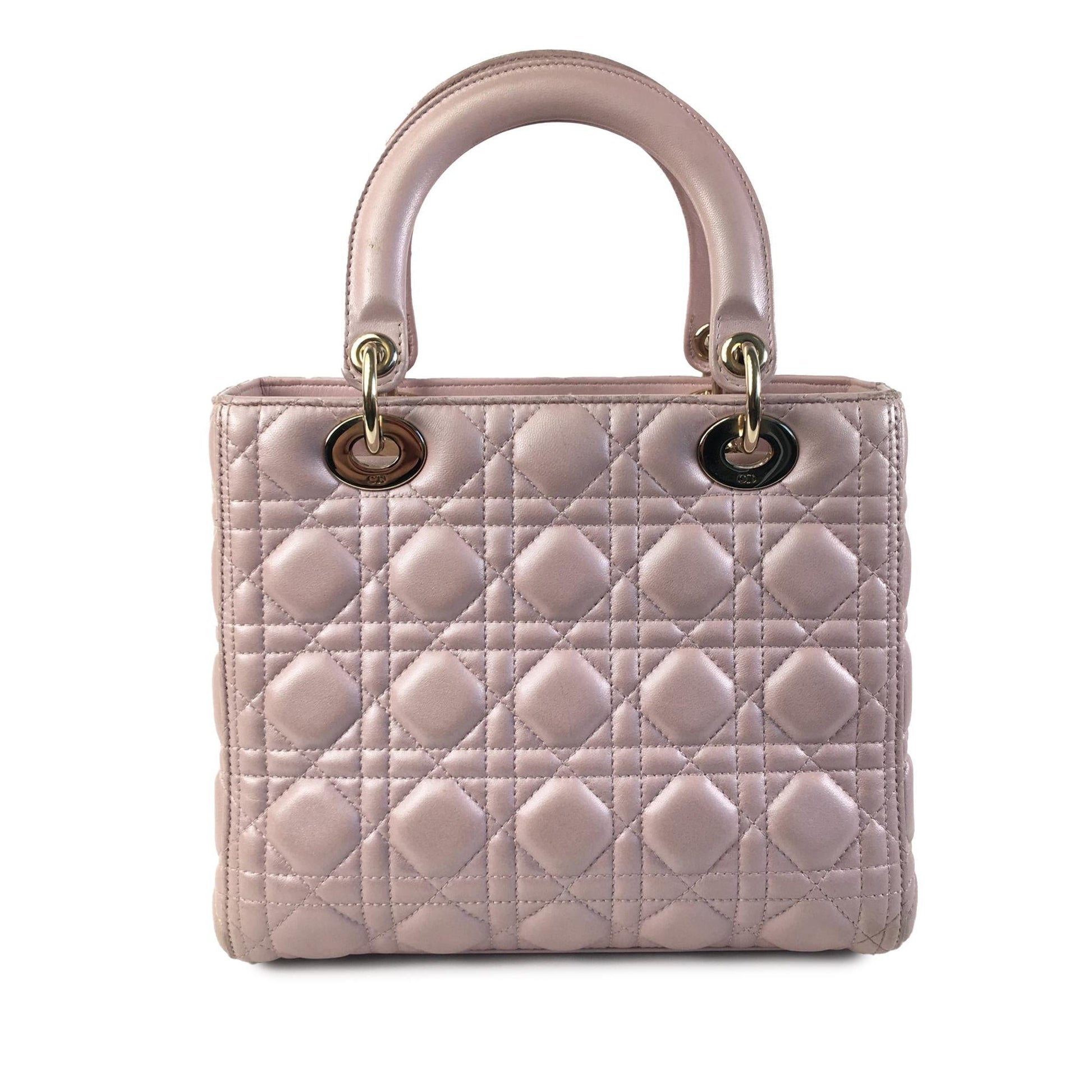 Dior Pearlescent Cannage Lady Satchel Bag Lambskin Medium Lady Dior 1