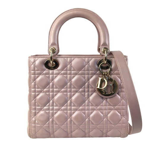 Dior Pearlescent Cannage Lady Satchel Bag Lambskin Medium Lady Dior 1