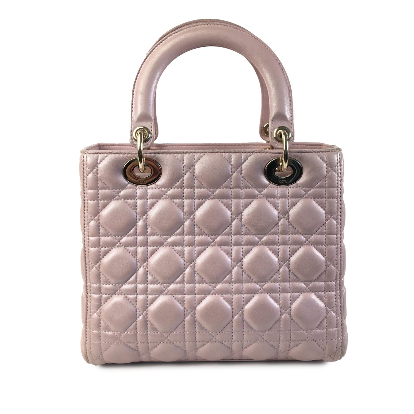 Dior Pearlescent Cannage Lady Satchel Bag Lambskin Medium Lady Dior 3