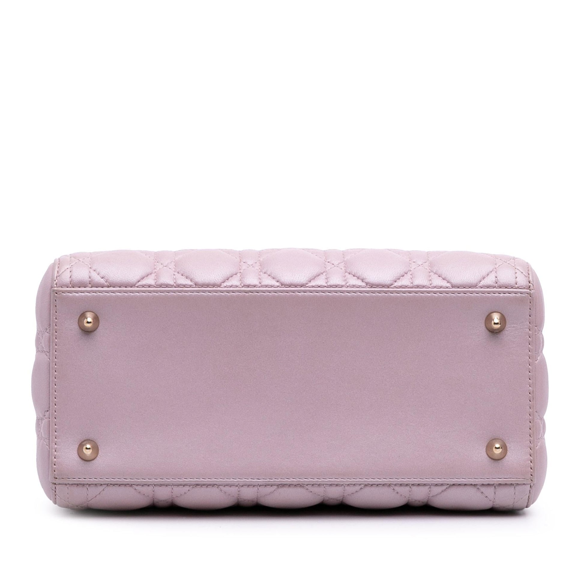Dior Pearlescent Cannage Lady Satchel Bag Lambskin Medium Lady Dior 5