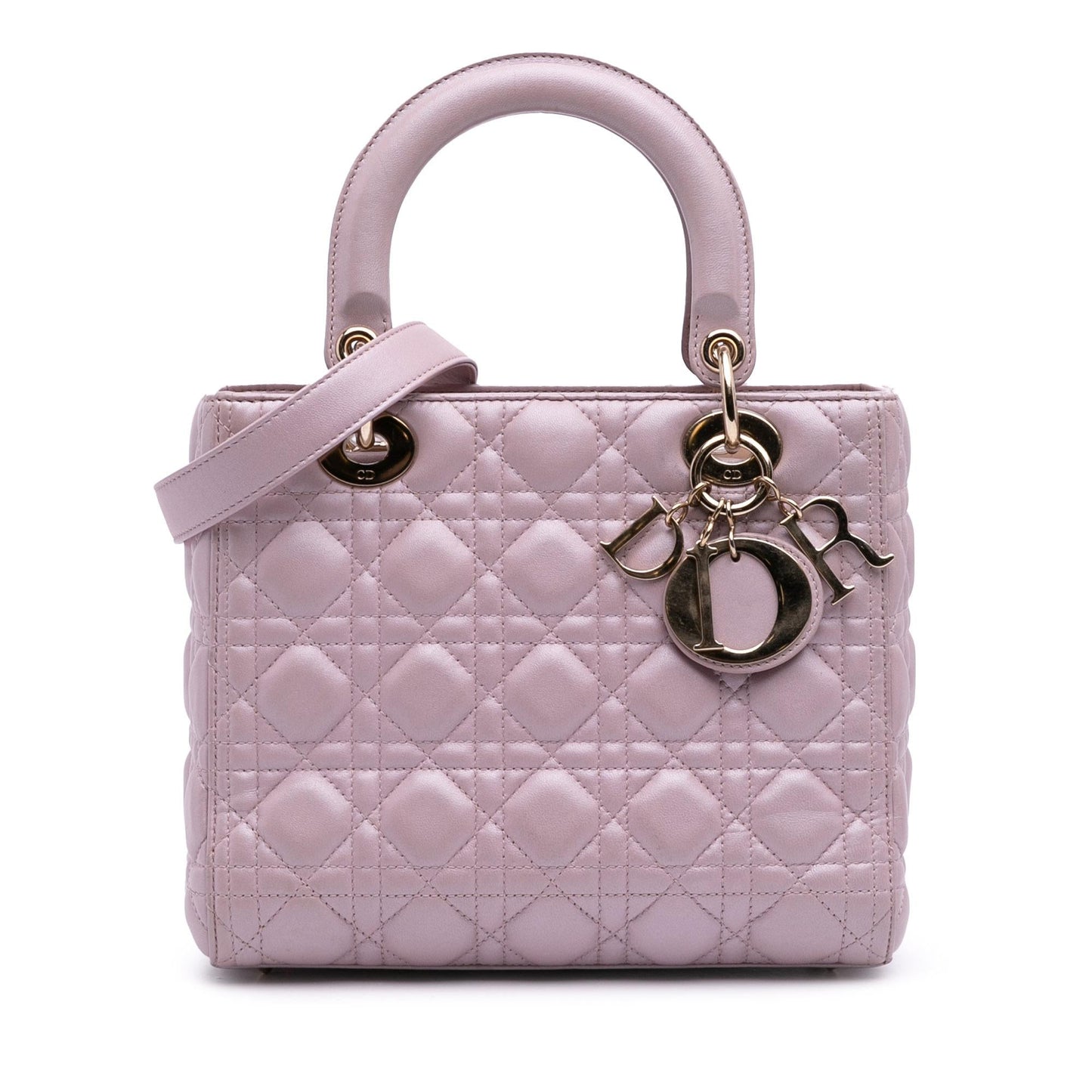 Dior Pearlescent Cannage Lady Satchel Bag Lambskin Medium Lady Dior 5
