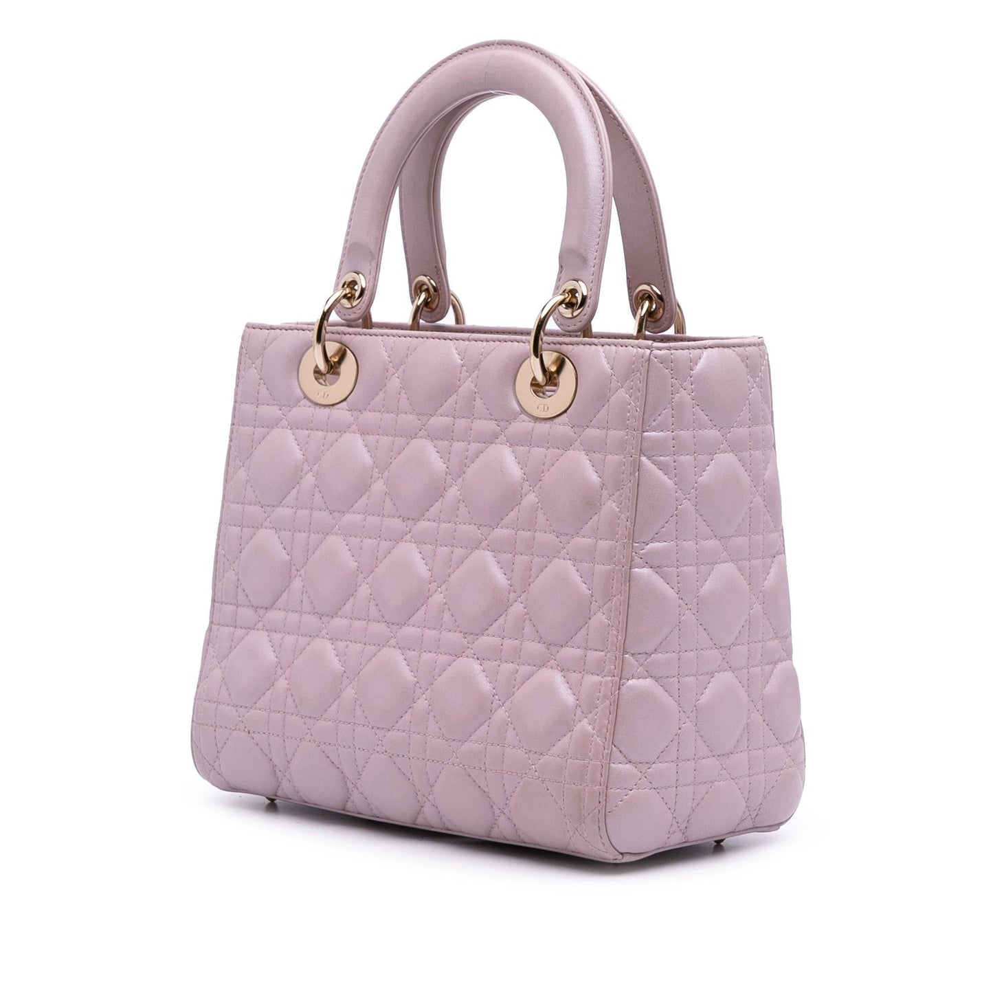 Dior Pearlescent Cannage Lady Satchel Bag Lambskin Medium Lady Dior 5