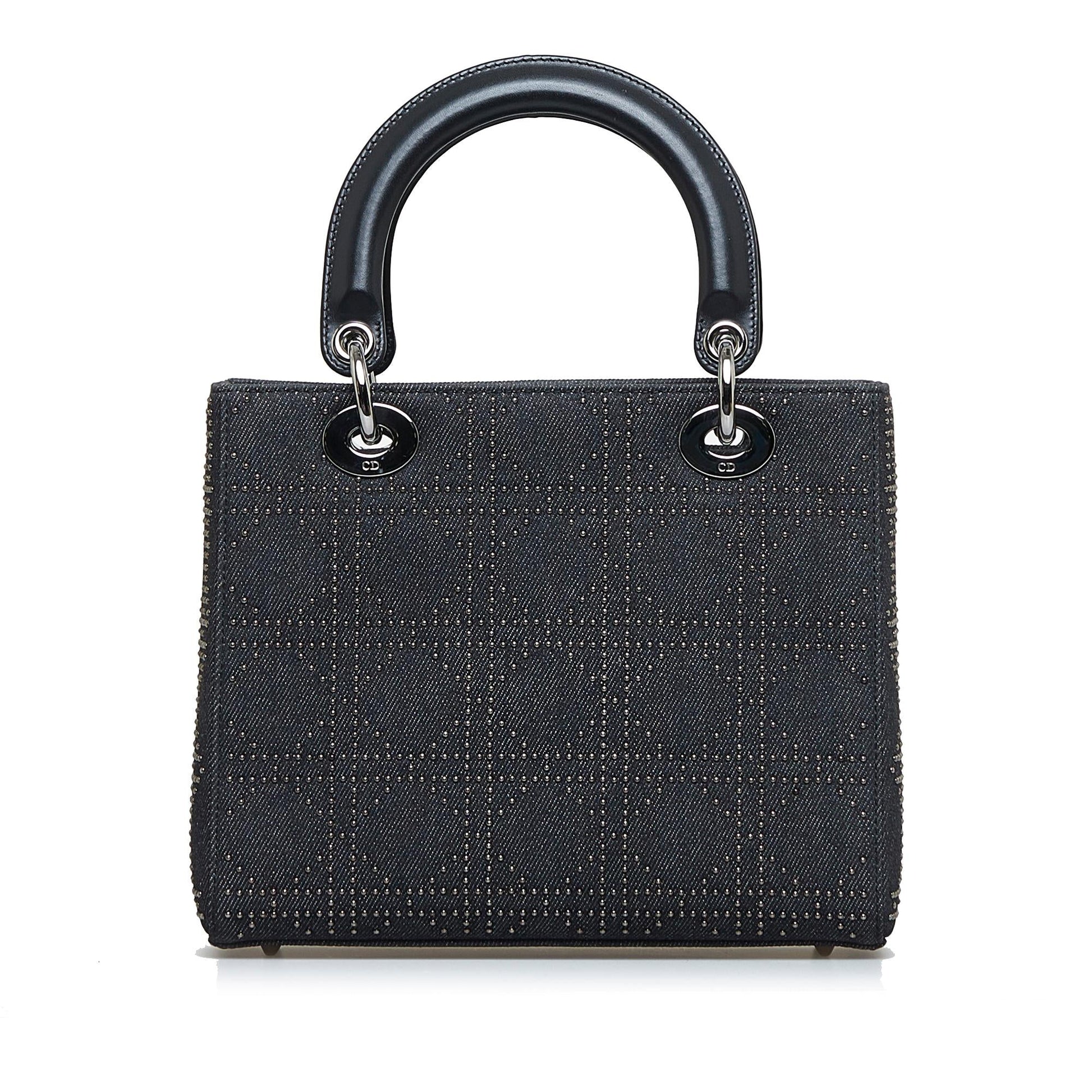 Dior Studded Lady Shg 8Pbyzn Satchel Bag Denim Medium