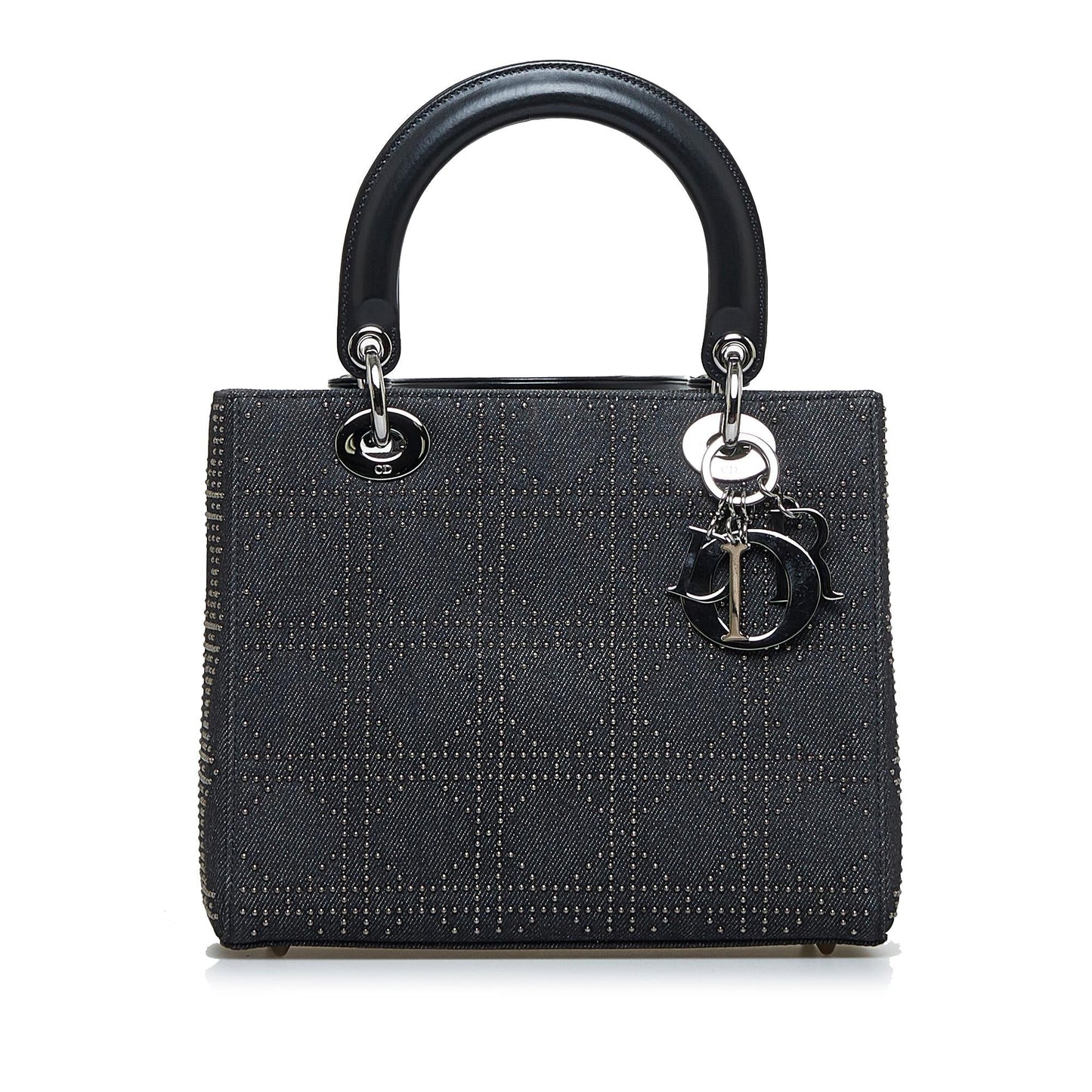 Dior Studded Lady Shg 8Pbyzn Satchel Bag Denim Medium