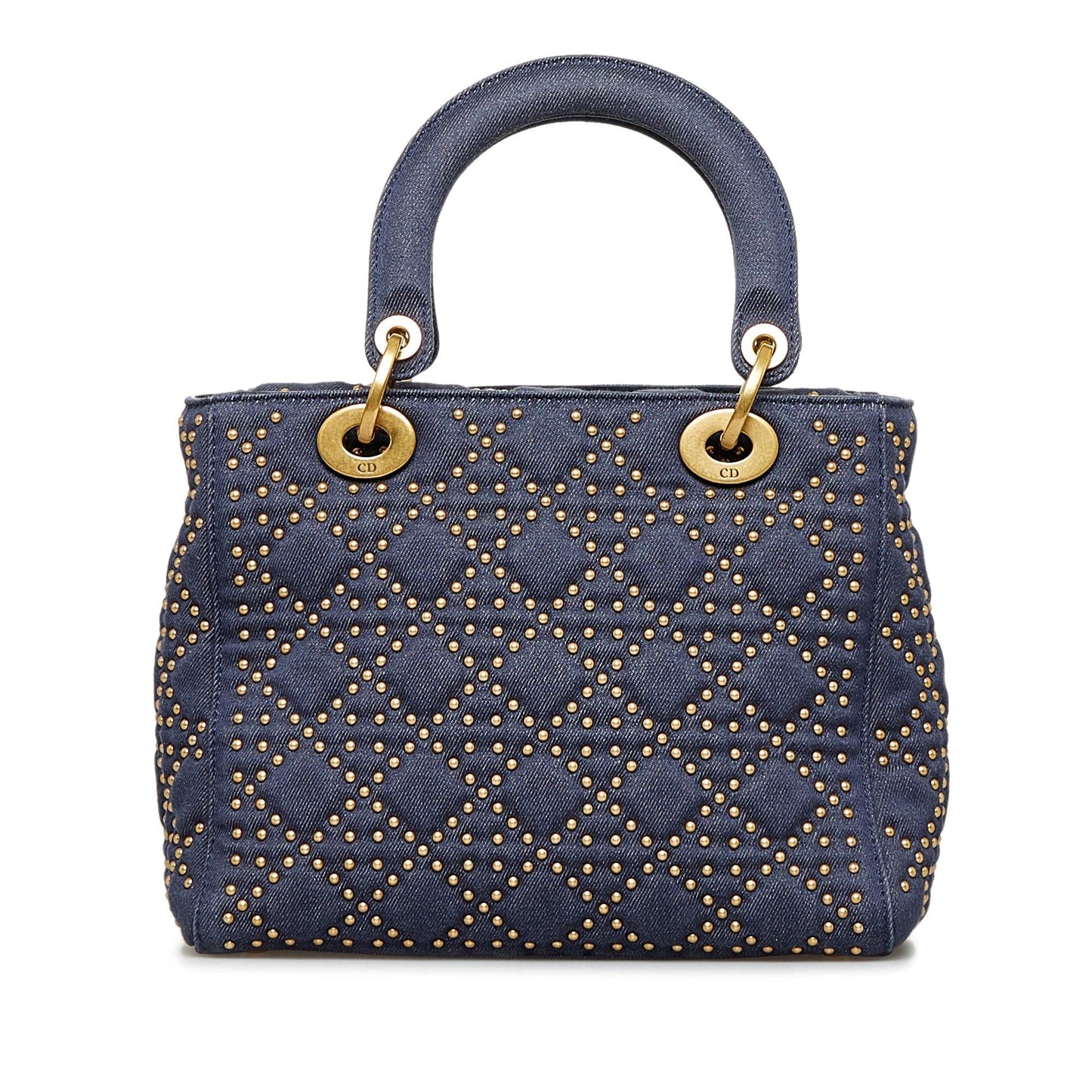 Dior Studded Supple Lady Shg Ol1Tg3 Satchel Bag Denim Medium