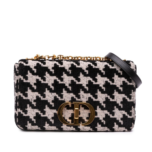 Dior Technical Macro Houndstooth Caro Bag Canvas Medium Crossbody Bag
