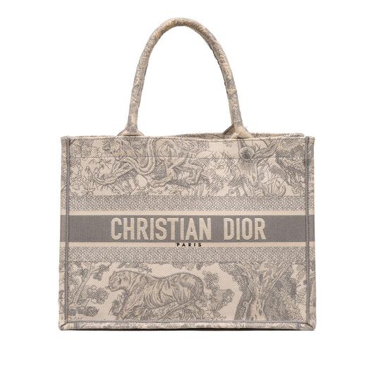 Dior Toile De Jouy Reverse Book Tote Canvas Medium Embroidered Tote Bag