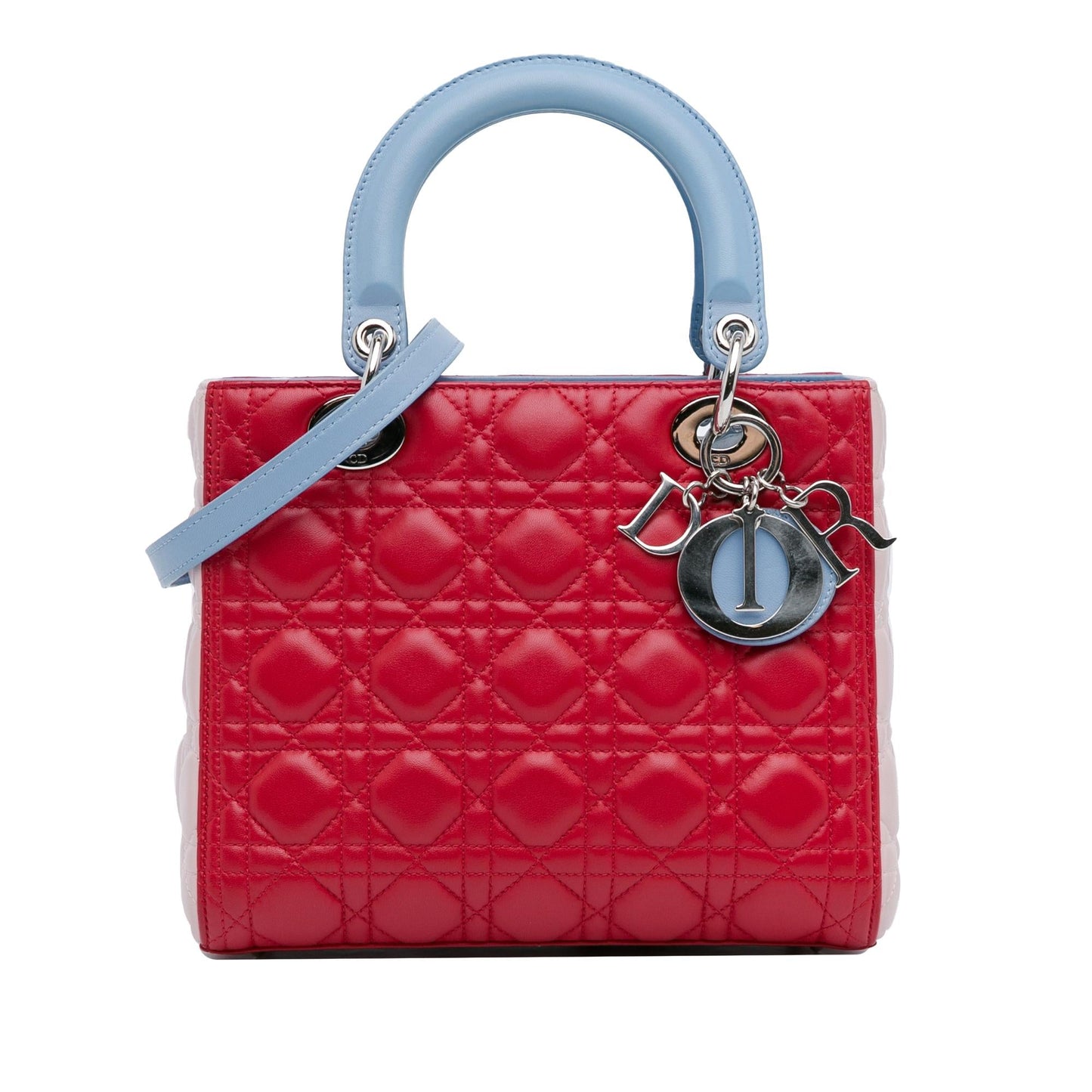 Dior Tricolor Cannage Lady Satchel Bag Lambskin Medium Dior Shg Tcvey2