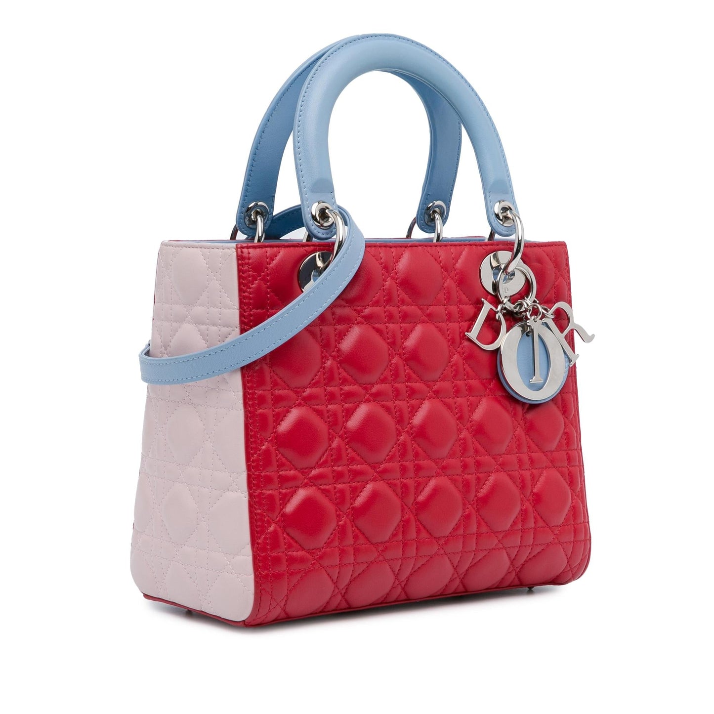 Dior Tricolor Cannage Lady Satchel Bag Lambskin Medium Lady Dior 4