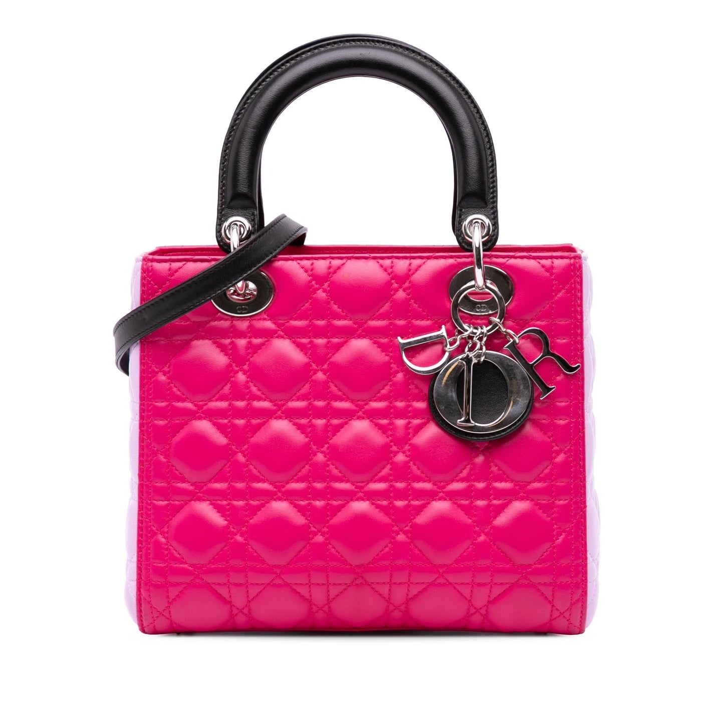 Dior Tricolor Cannage Lady Satchel Bag Lambskin Medium Lady Dior 2