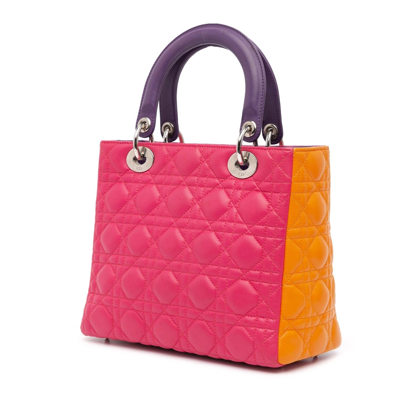 Dior Tricolor Cannage Lady Satchel Bag Lambskin Medium Lady Dior 5