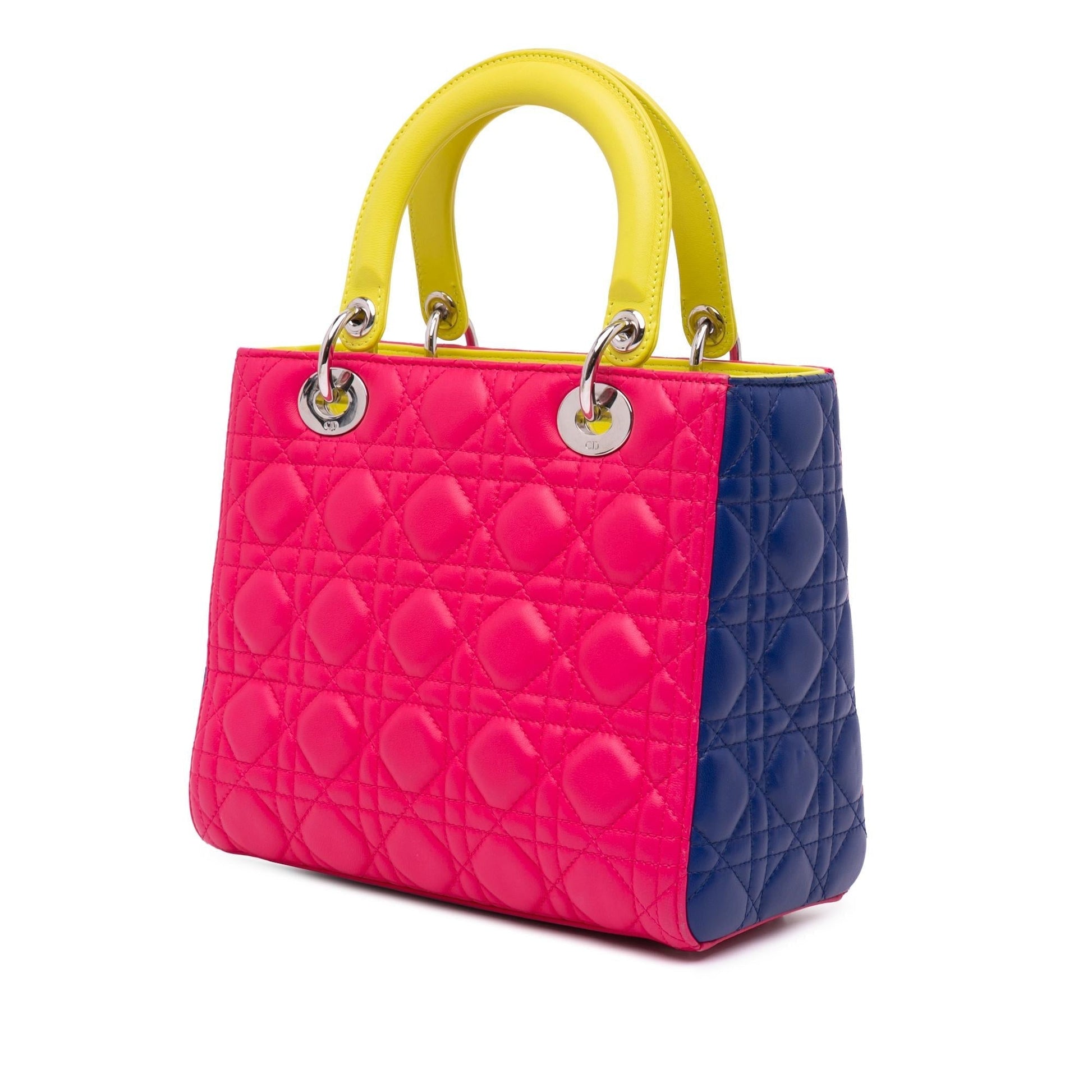 Dior Tricolor Cannage Lady Satchel Bag Lambskin Medium Lady Dior 7