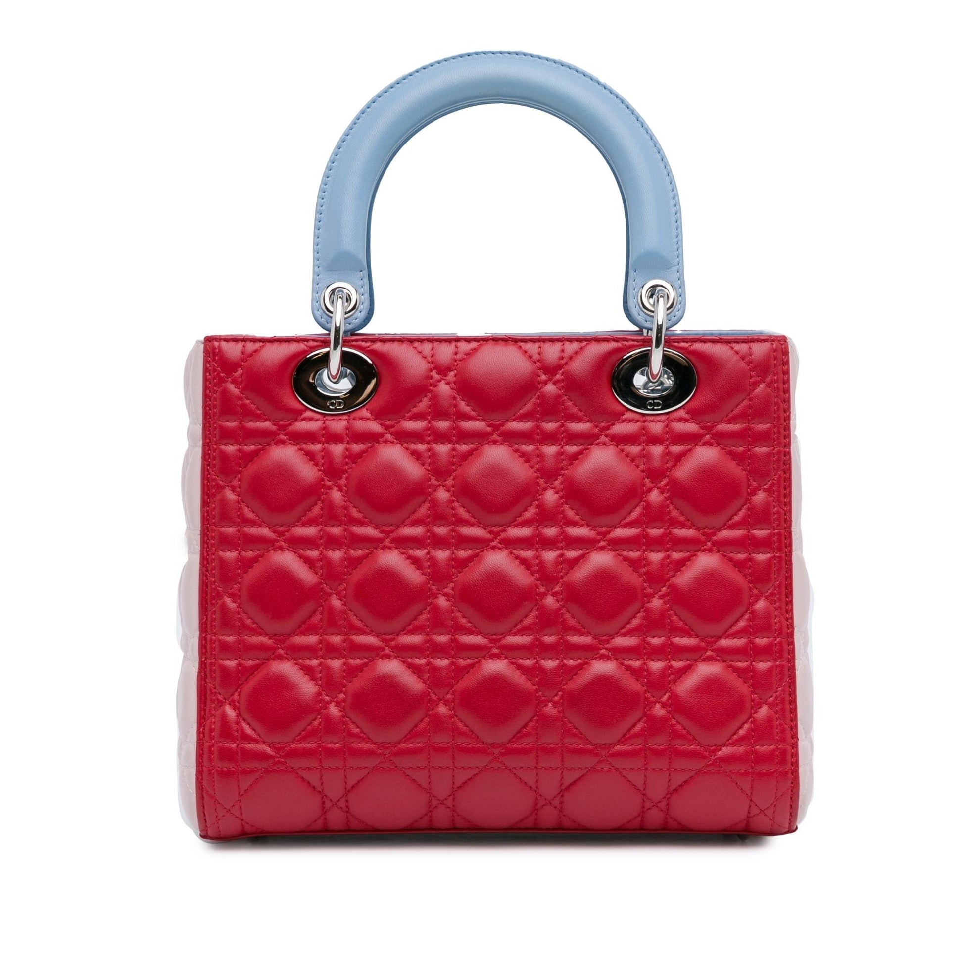 Dior Tricolor Cannage Lady Satchel Bag Lambskin Medium Lady Dior 10