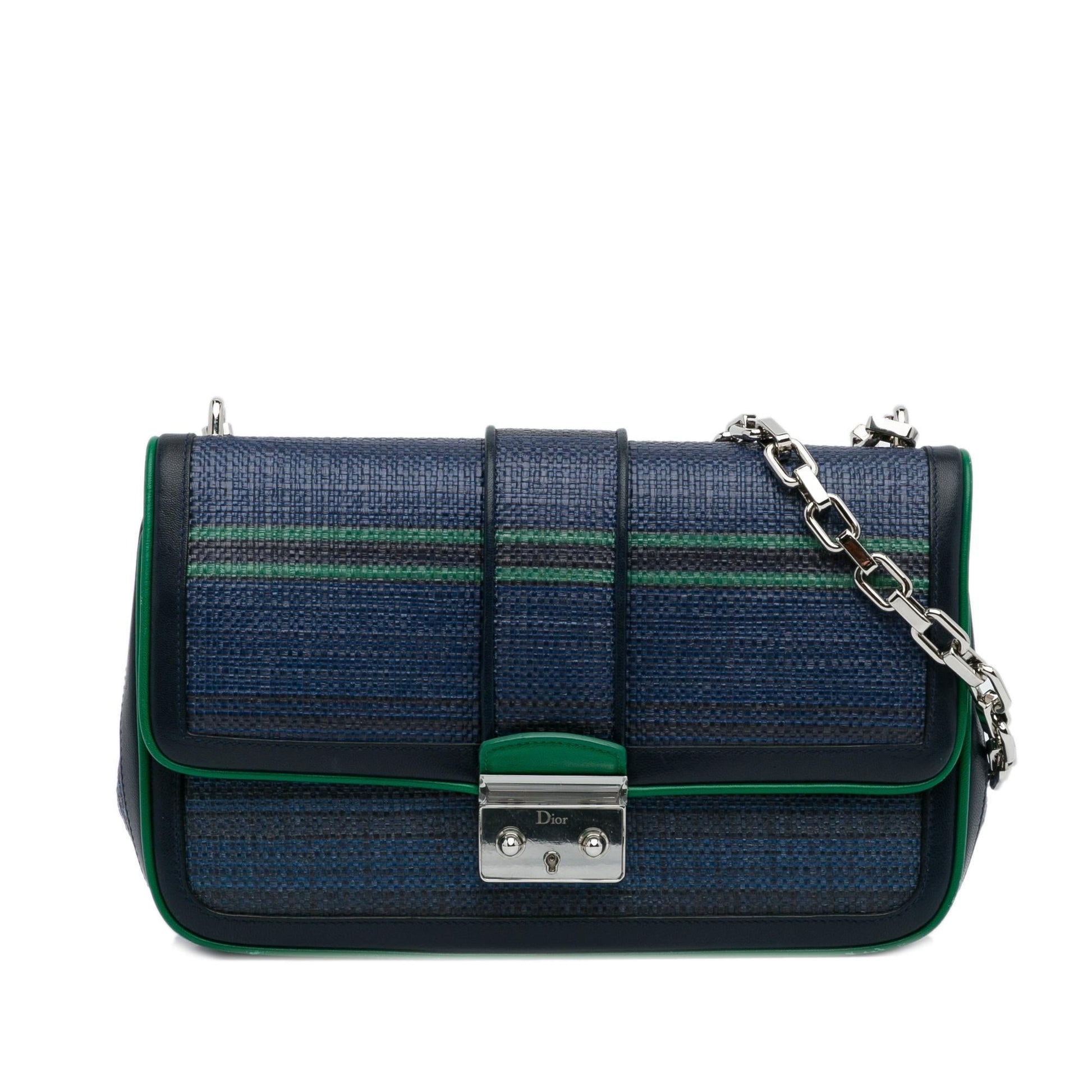 Dior Tricolor Miss Bag Shg F8E2Uq Raffia Medium Flap Crossbody Bag