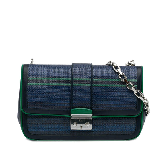 Dior Tricolor Miss Bag Shg F8E2Uq Raffia Medium Flap Crossbody Bag