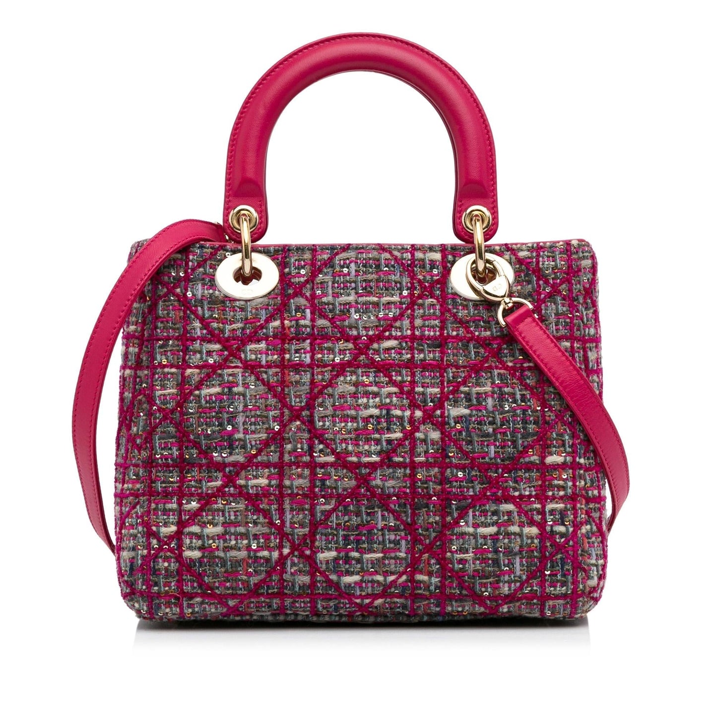 Dior Tweed Macrocannage Lady Satchel Bag Medium