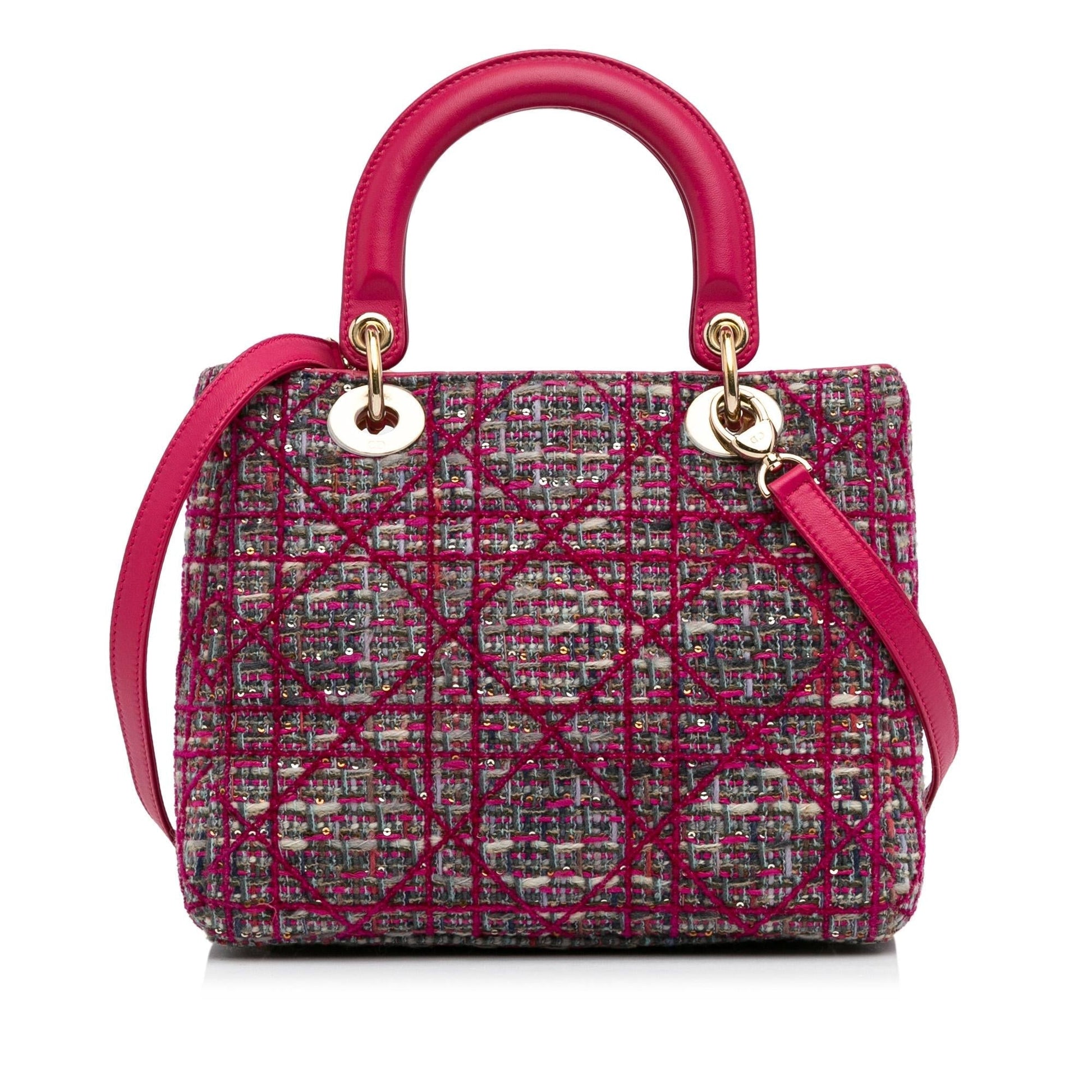 Dior Tweed Macrocannage Lady Satchel Bag Medium Lady Dior 2