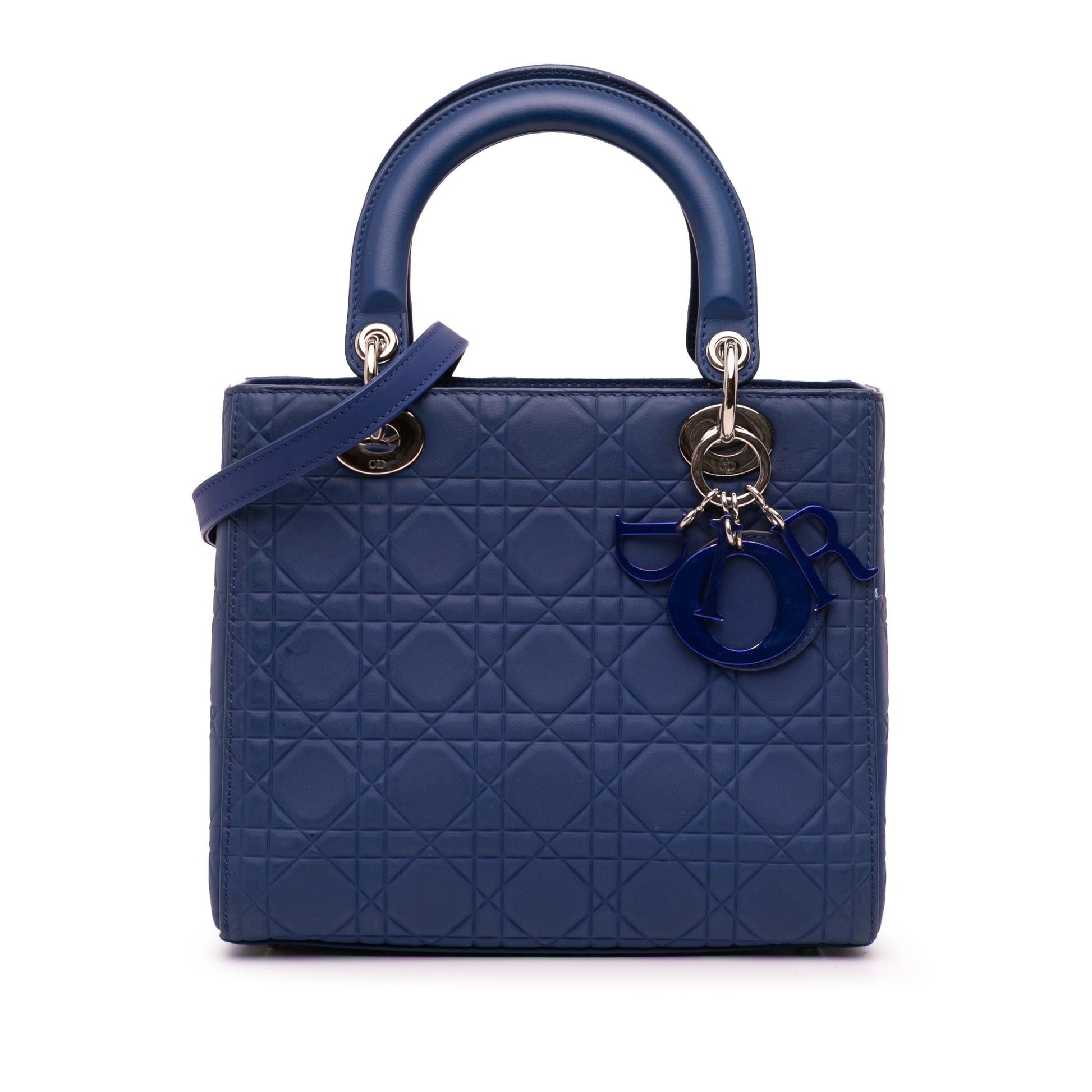 Dior Ultra Matte Calfskin Cannage Lady Satchel Bag Medium Embossed Cannage Lady Dior