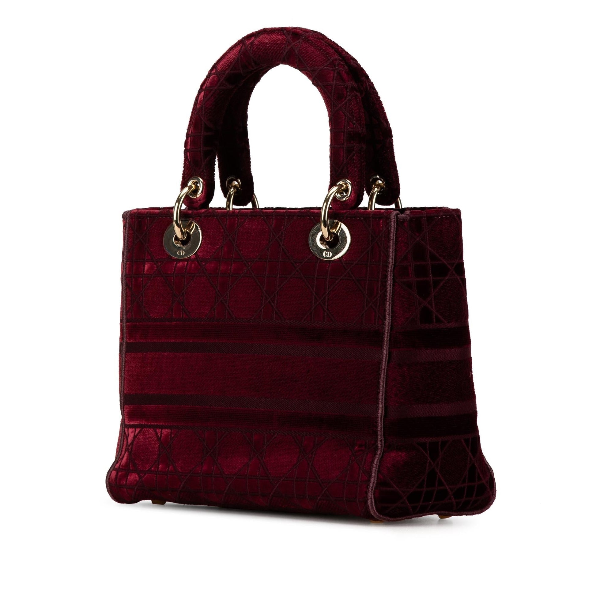 Dior Velvet Cannage Lady Lite Satchel Bag Medium