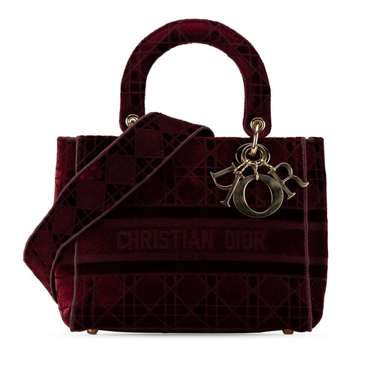 Dior Velvet Cannage Lady Lite Satchel Bag Medium Lite Shg 0Uahwi