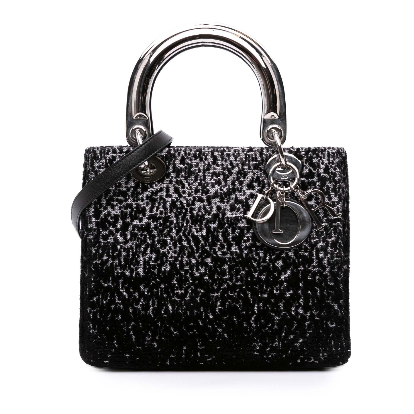 Dior Velvet And Lady Satchel Bag Canvas Medium