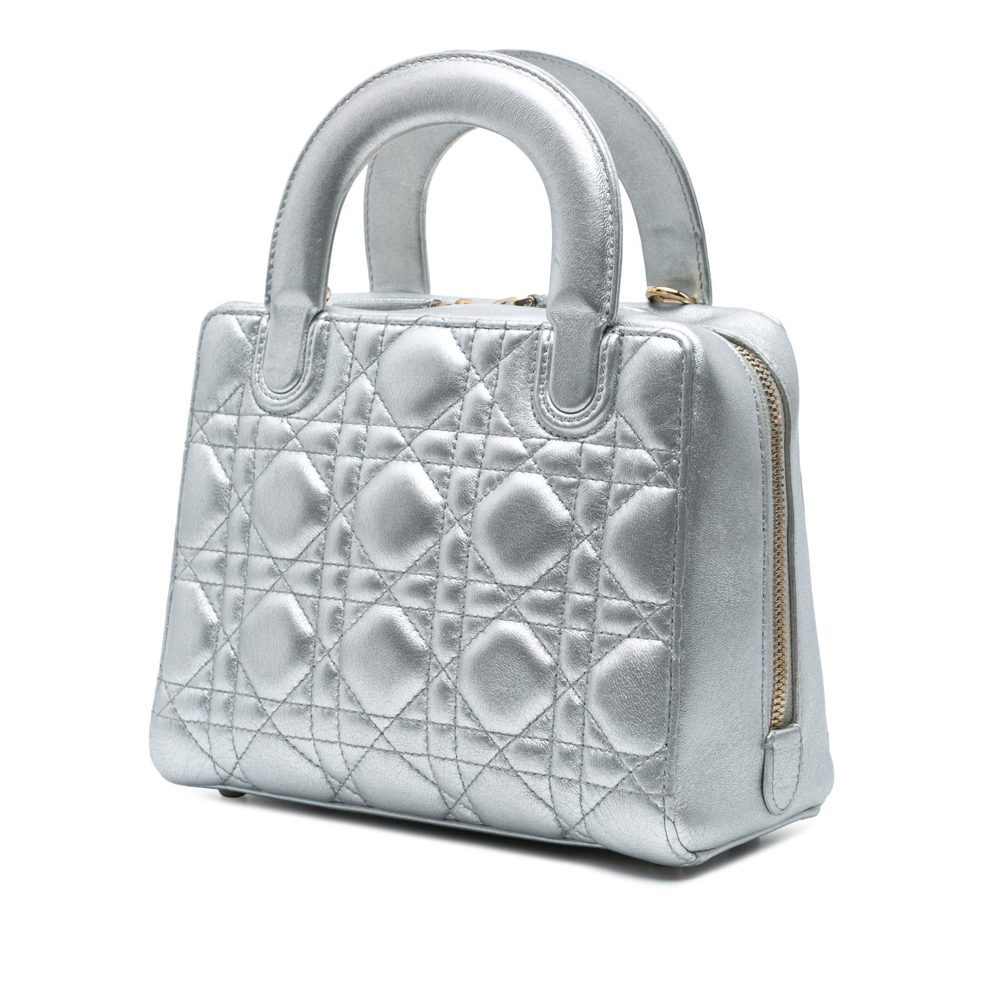 Dior Metallic Cannage Lily Tote Lambskin Tote Bag