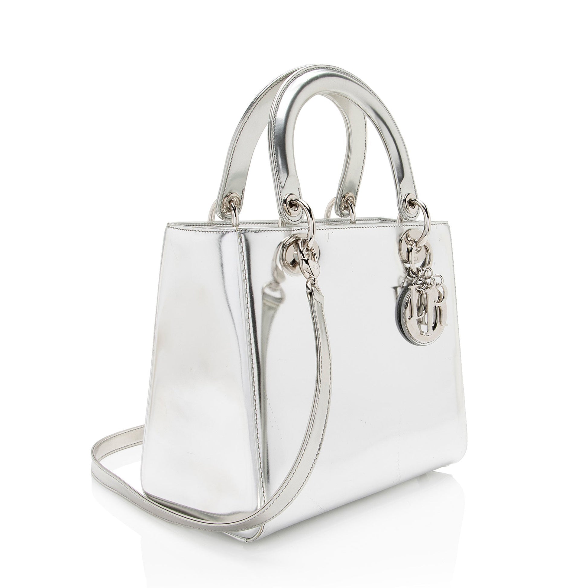 Dior Metallic Lady Tote Leather Patent Medium Tote Bag
