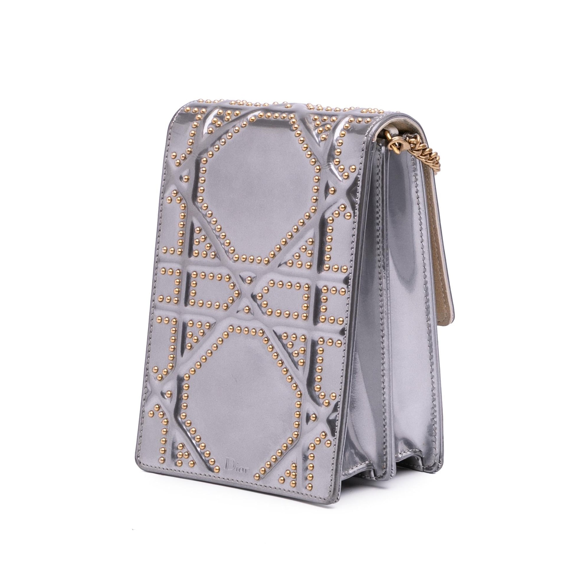 Dior Metallic Studded Calfskin Vertical ama Crossbody Bag