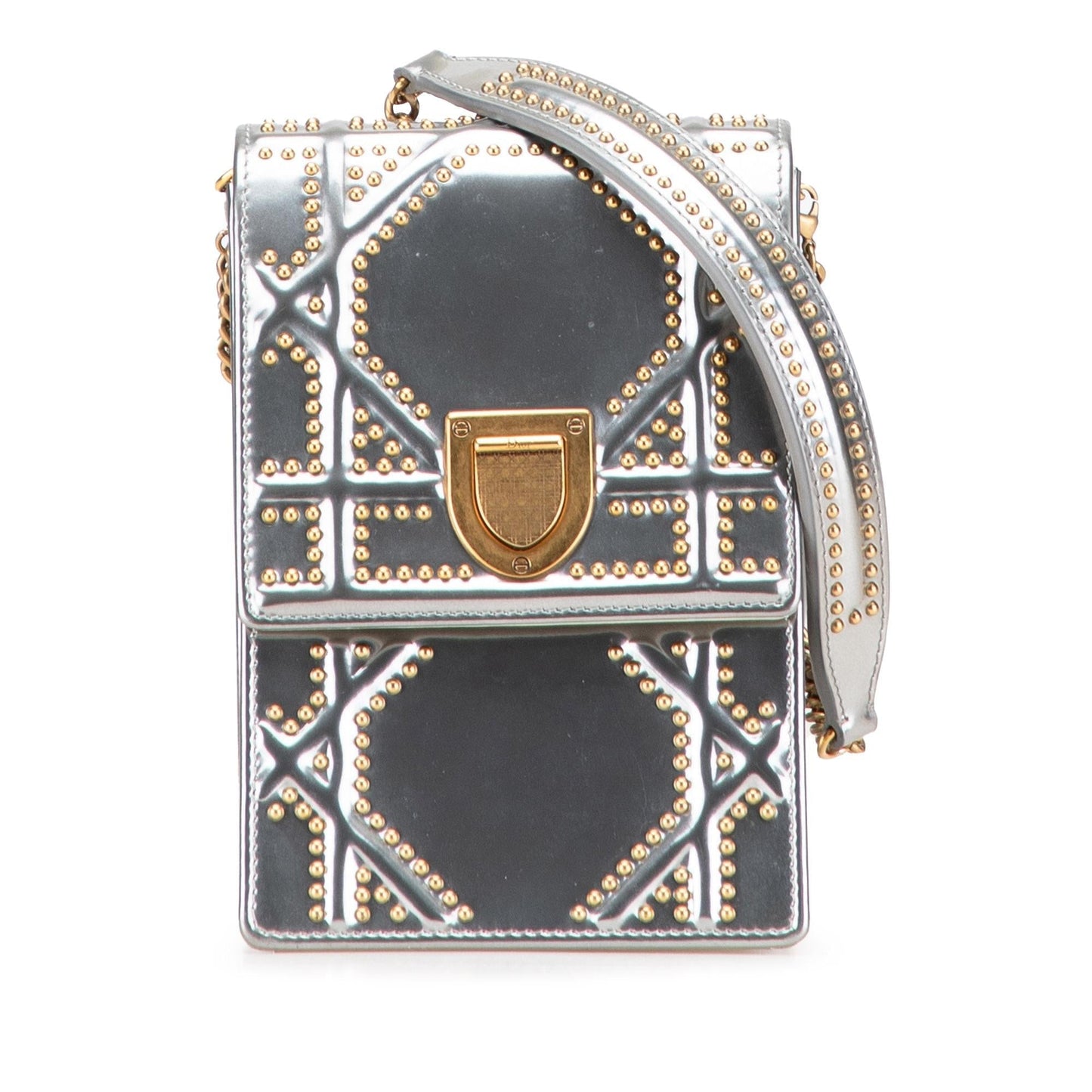 Dior Metallic Studded Calfskin Vertical ama Crossbody Bag Vertical Diorama 1