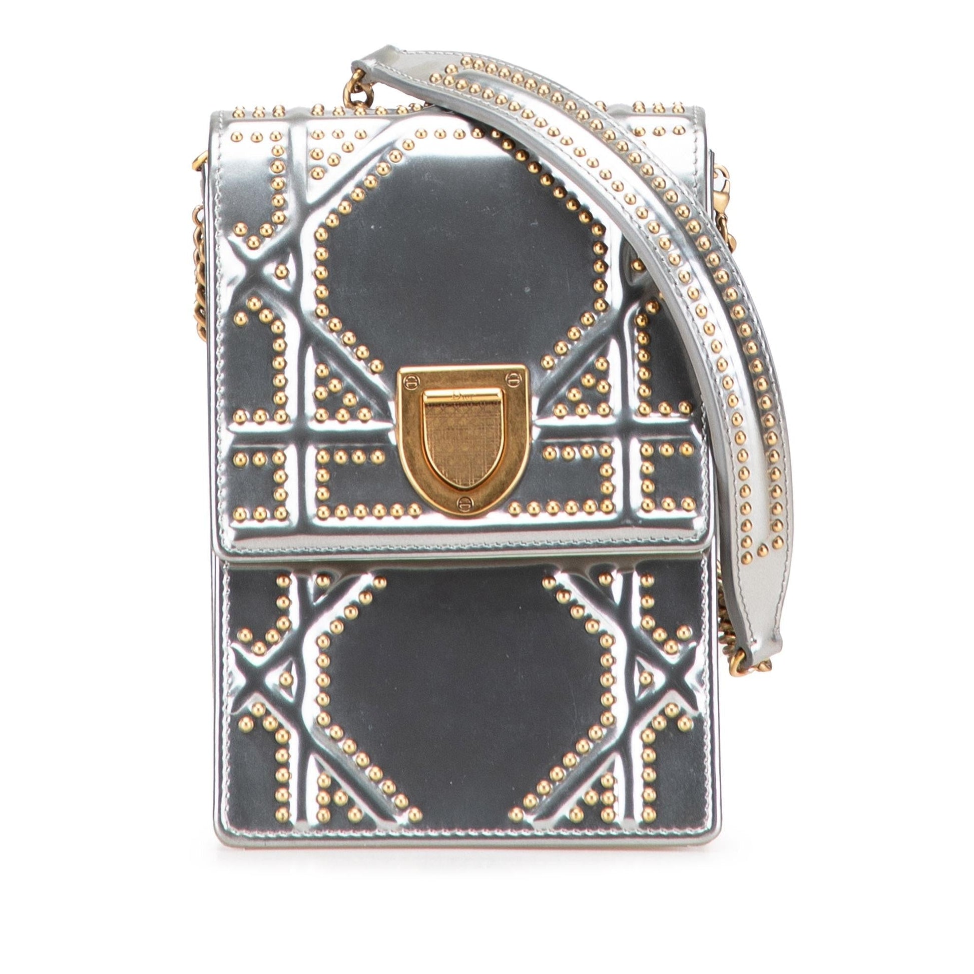 Dior Metallic Studded Calfskin Vertical ama Crossbody Bag Vertical Diorama 1