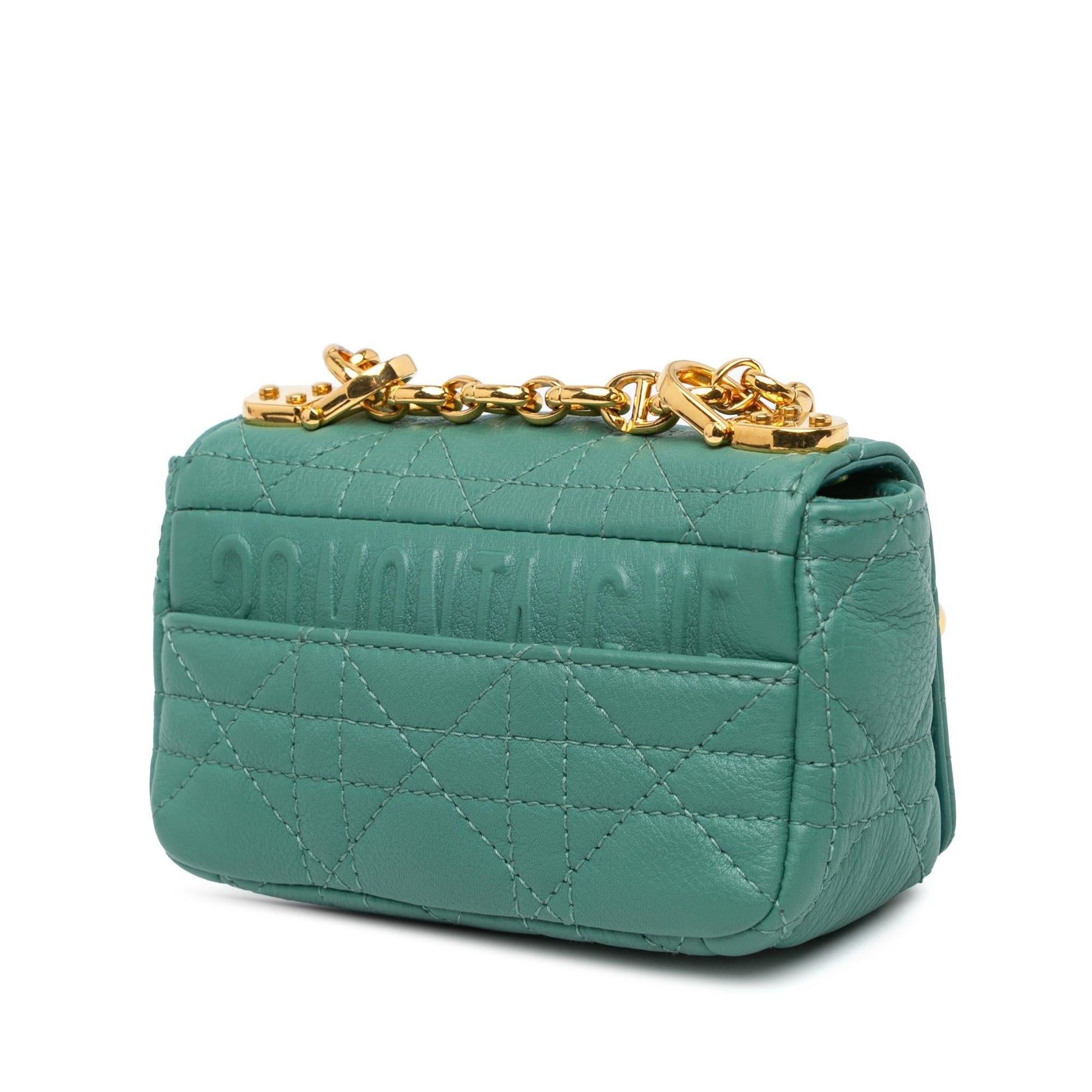 Dior Calfskin Cannage Supple Caro Bag Micro Crossbody Bag