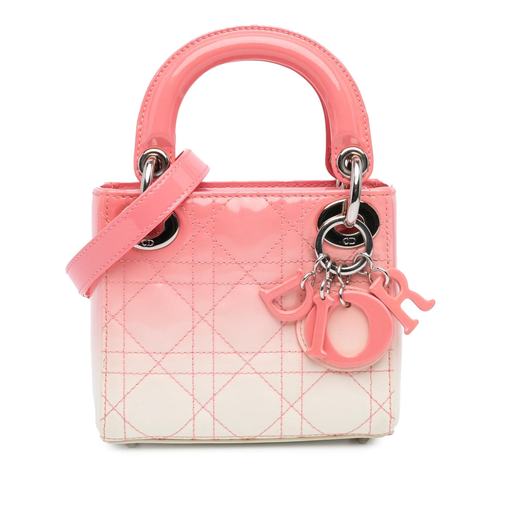 Dior Ombre Cannage Lady Satchel Bag Patent Micro