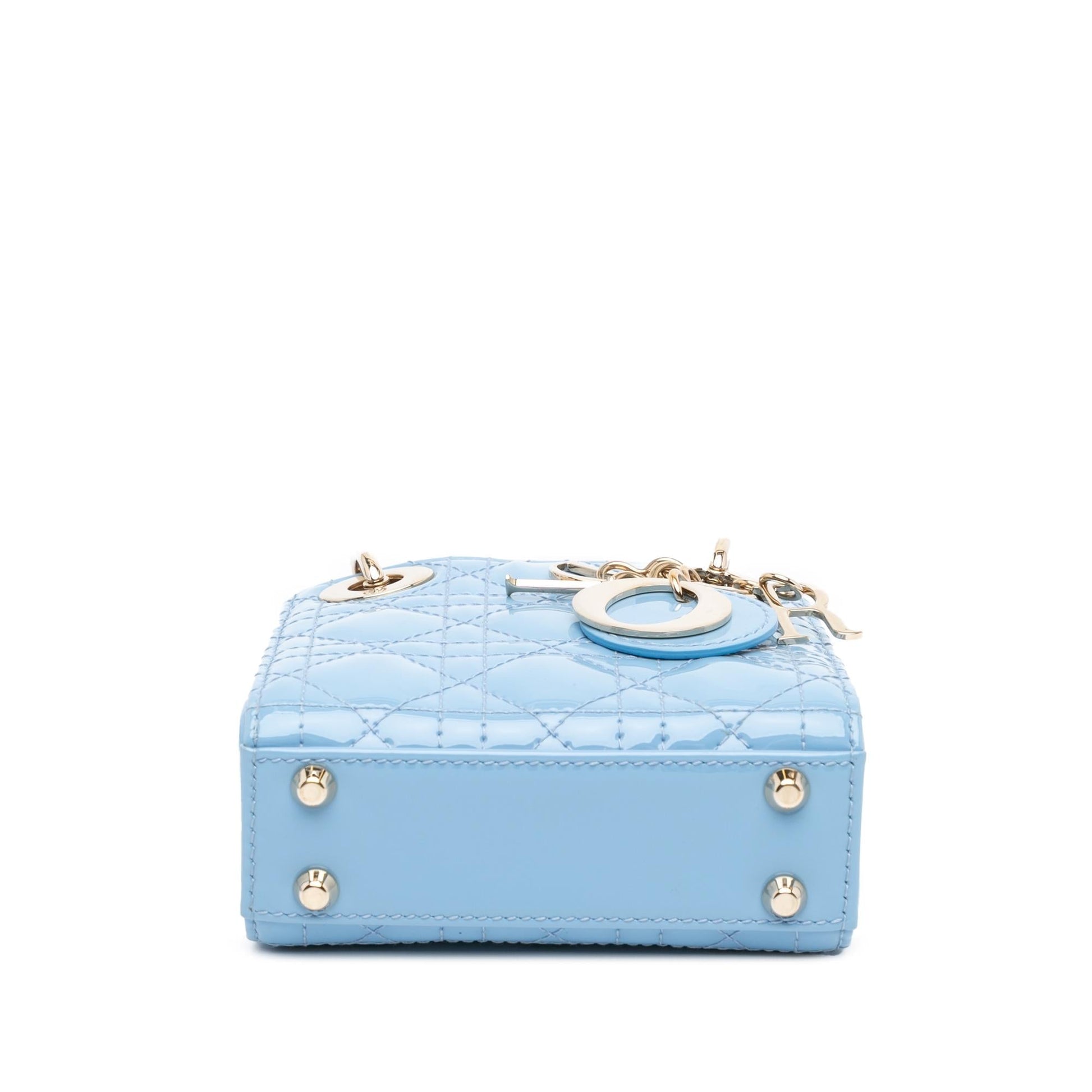 Dior Cannage Lady Satchel Bag Patent Micro