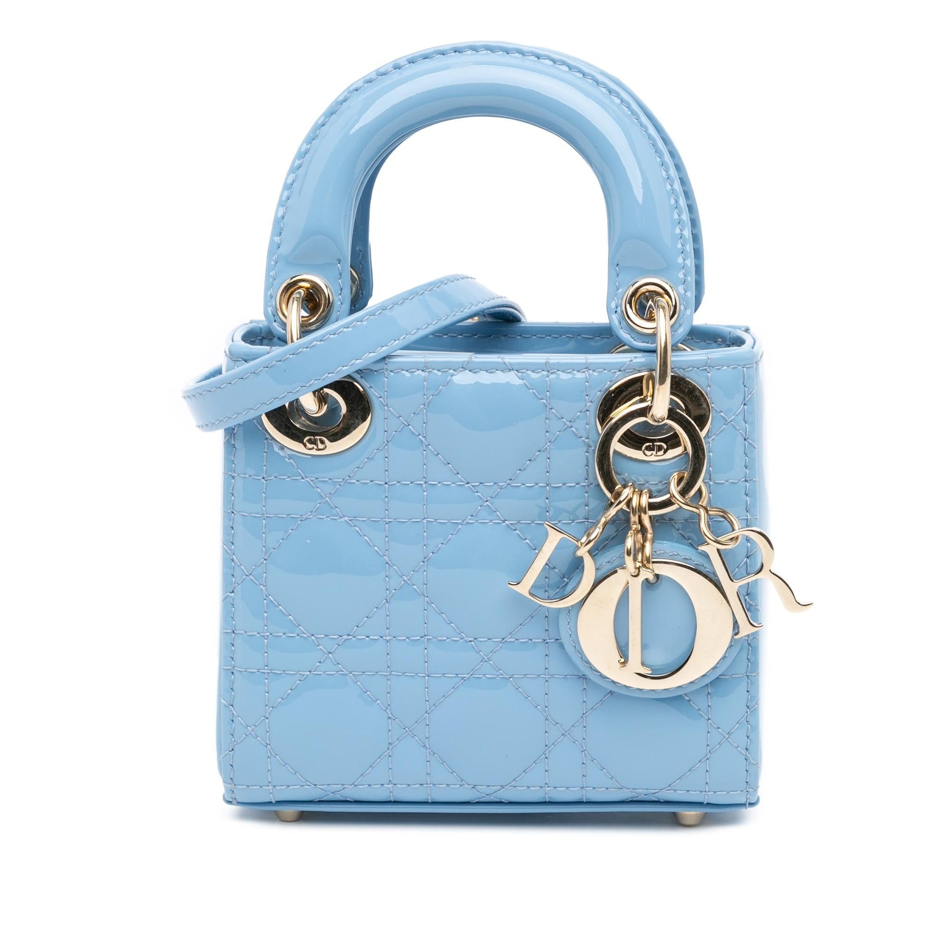 Dior Cannage Lady Satchel Bag Patent Micro