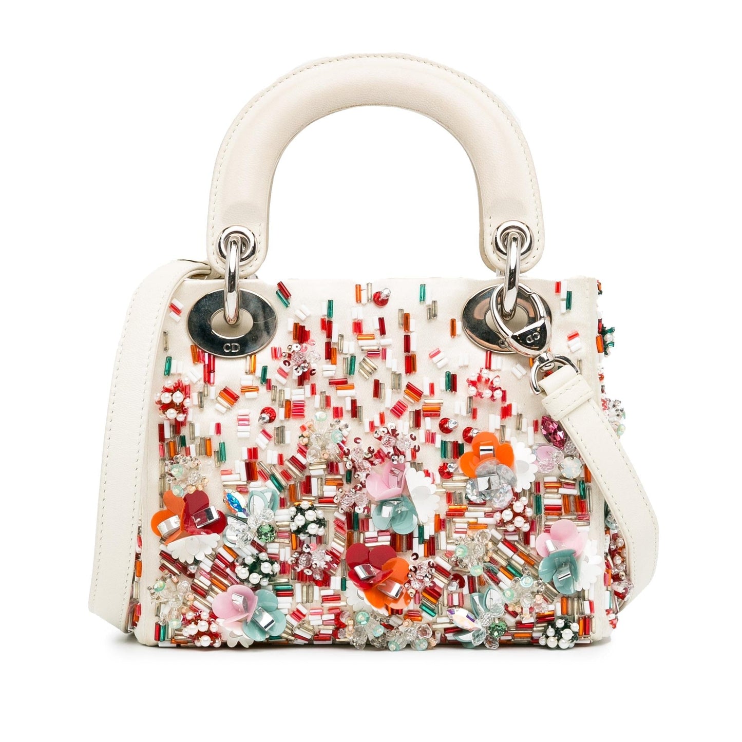 Dior Beaded Embellished Lady Shg Cobozk Satchel Bag Satin Mini
